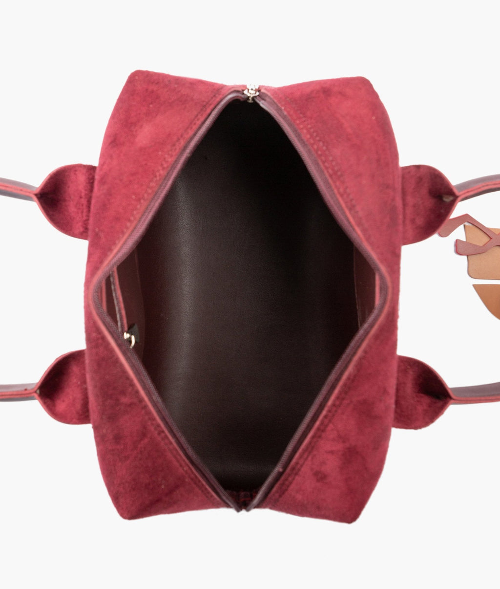 Z.B - Burgundy suede mini bowling bag