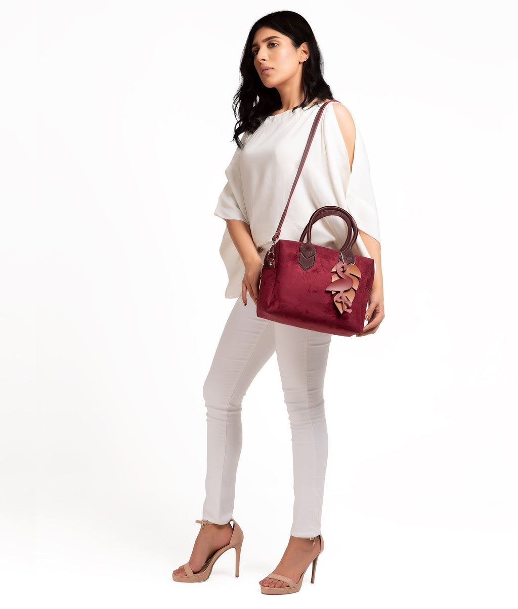 Z.B - Burgundy suede mini bowling bag