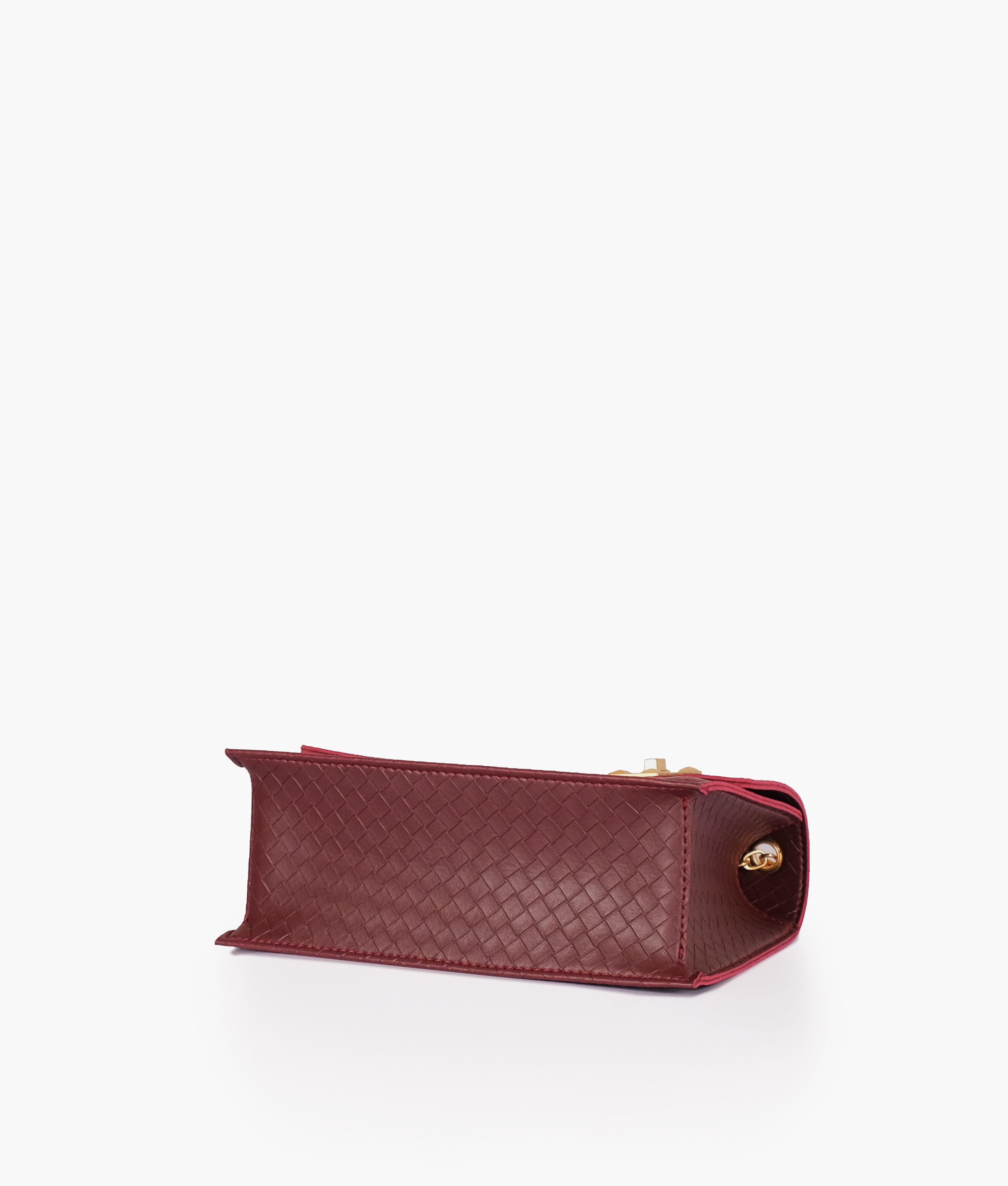 Z.B - Burgundy weaved chain shoulder bag with twist lock