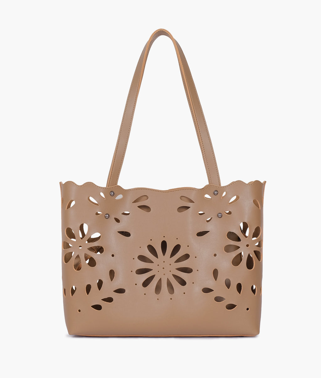 Z.B - Coffee two-piece floral tote