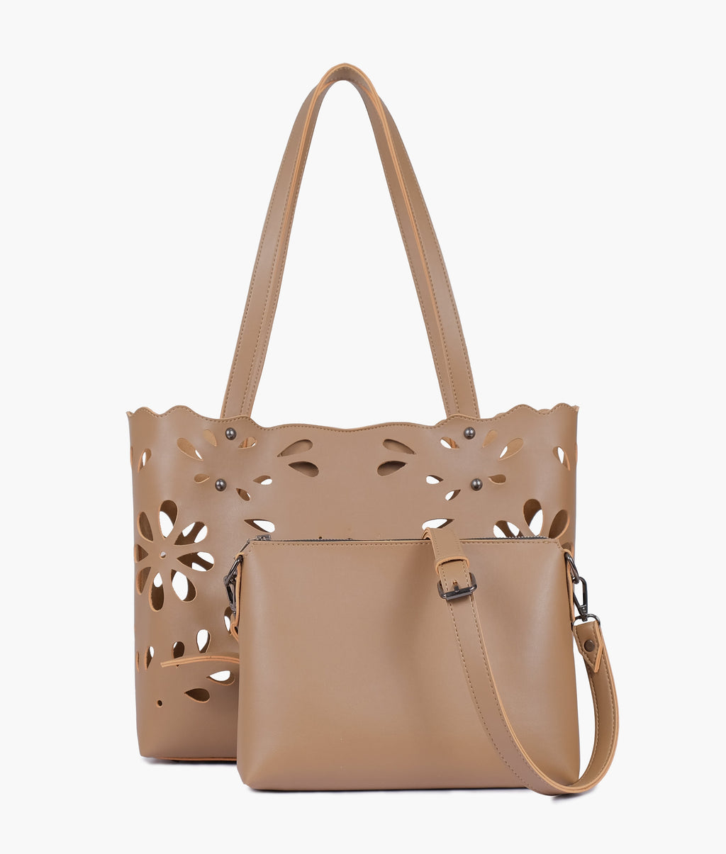 Z.B - Coffee two-piece floral tote