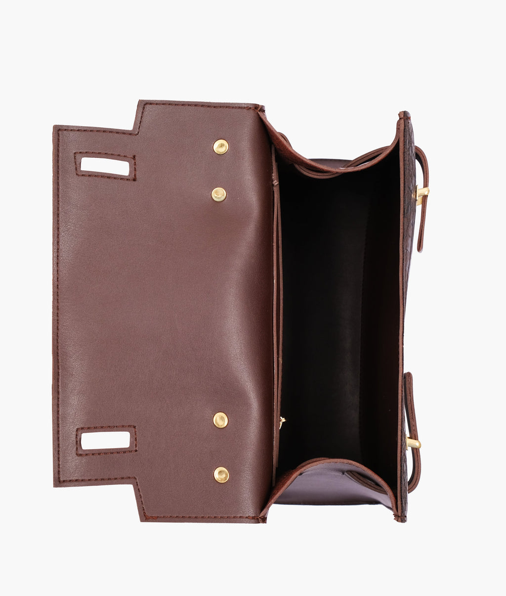 Z.B - Dark brown crocodile cross-body bag with top-handle
