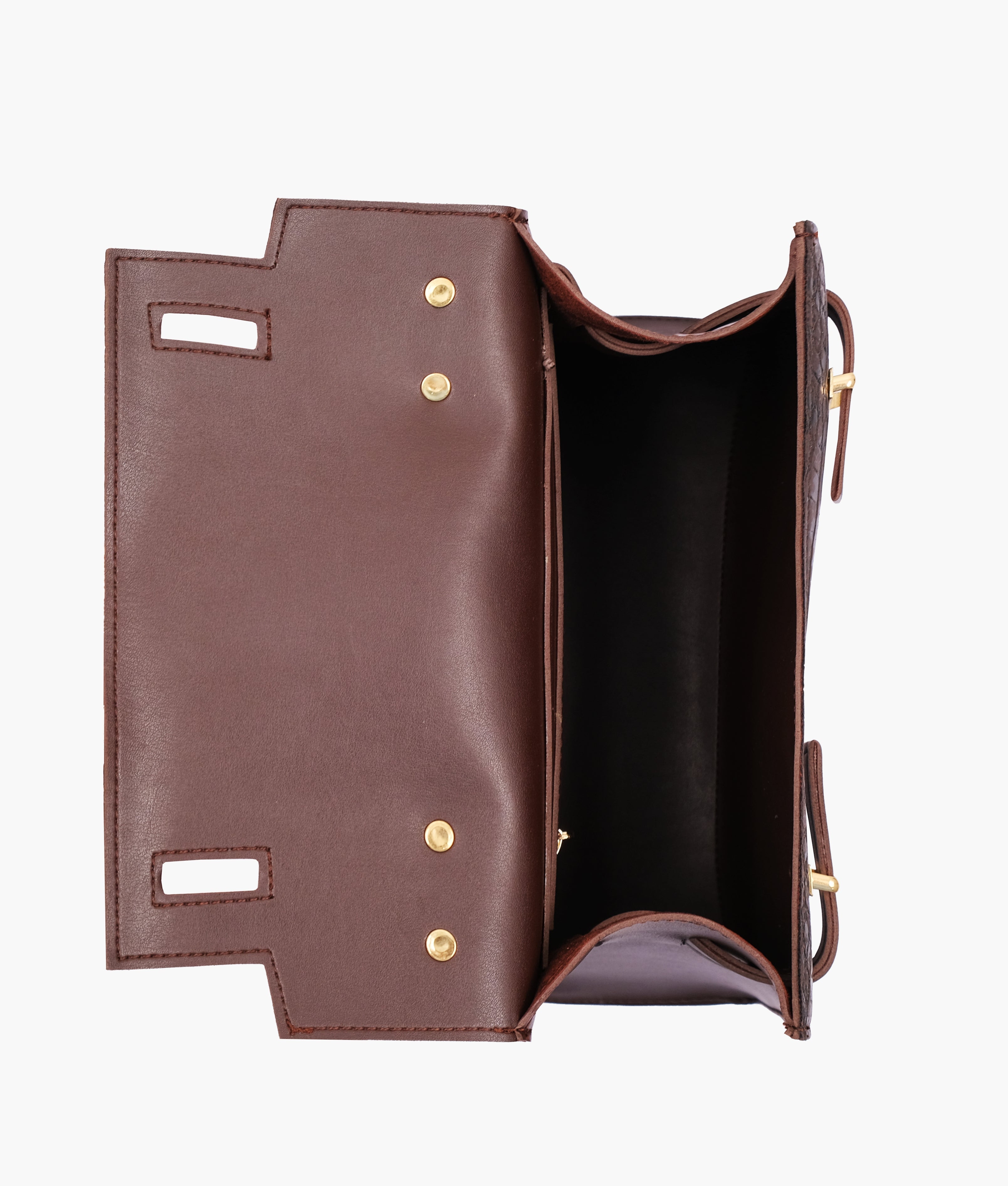 Z.B - Dark brown crocodile cross-body bag with top-handle