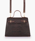 Z.B - Dark brown crocodile cross-body bag with top-handle