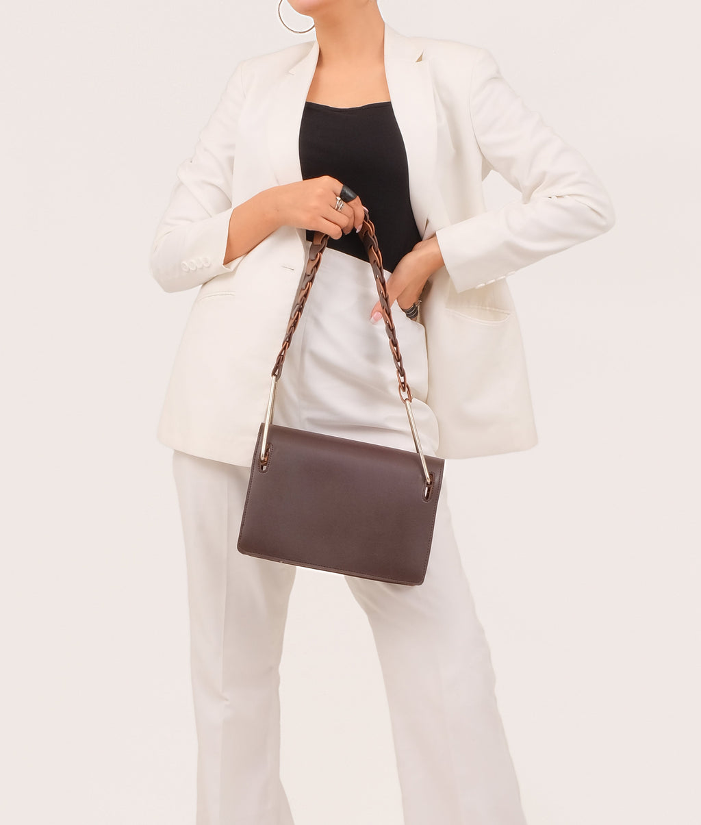 Z.B - Dark brown loop strap shoulder bag