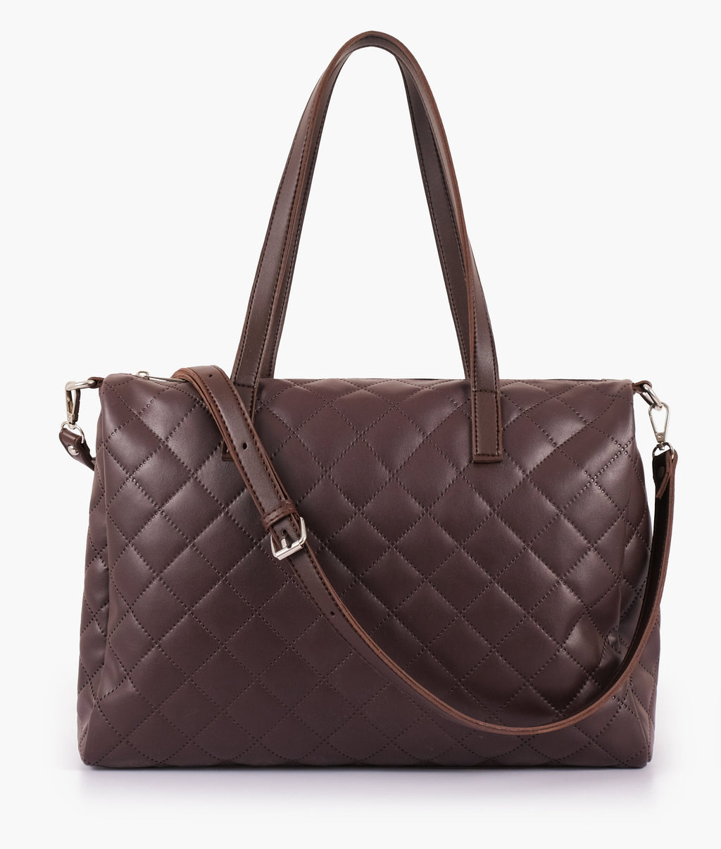 Z.B - Dark brown quilted carryall tote bag