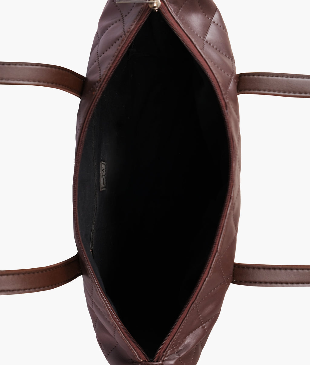 Z.B - Dark brown quilted carryall tote bag