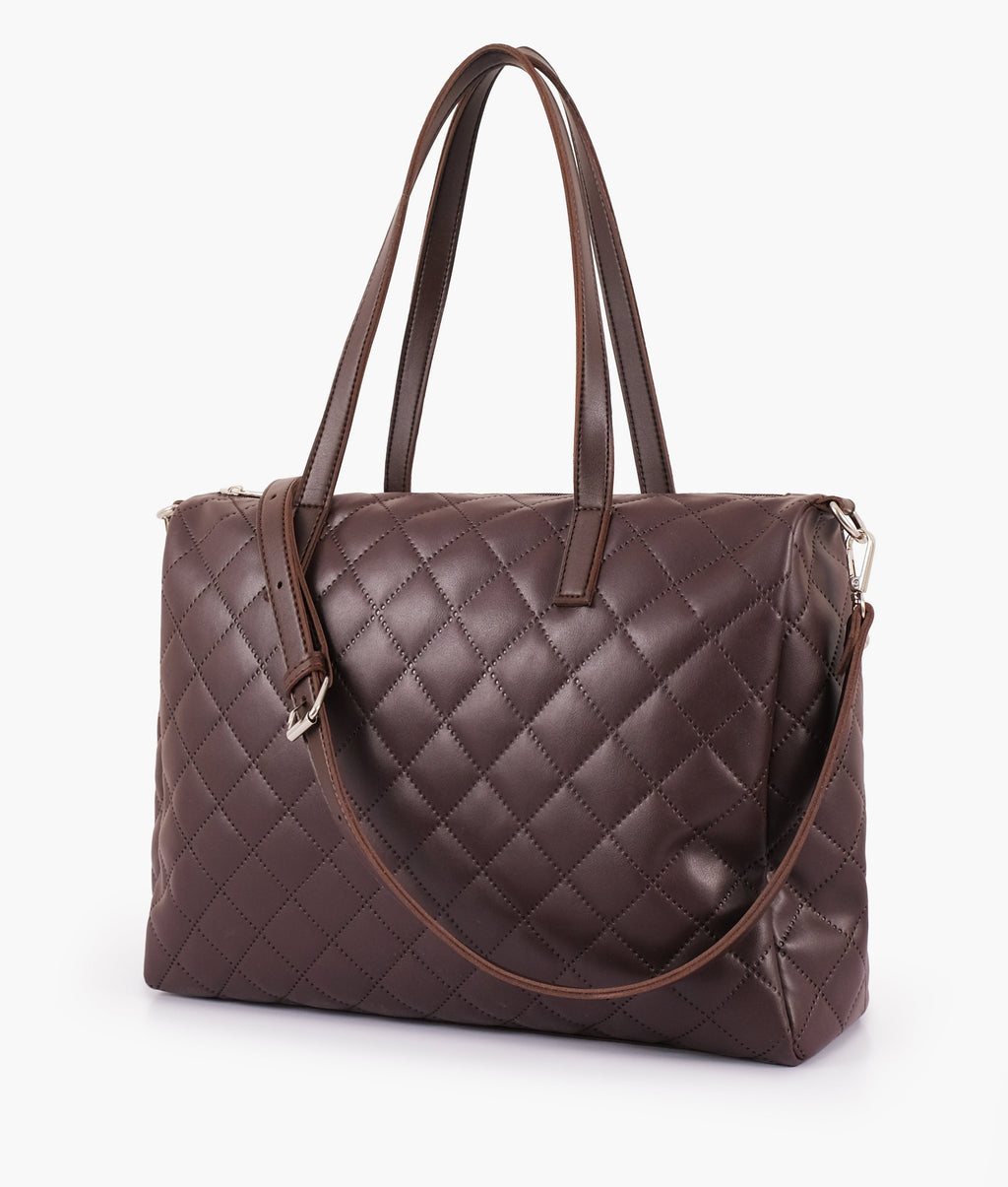 Z.B - Dark brown quilted carryall tote bag
