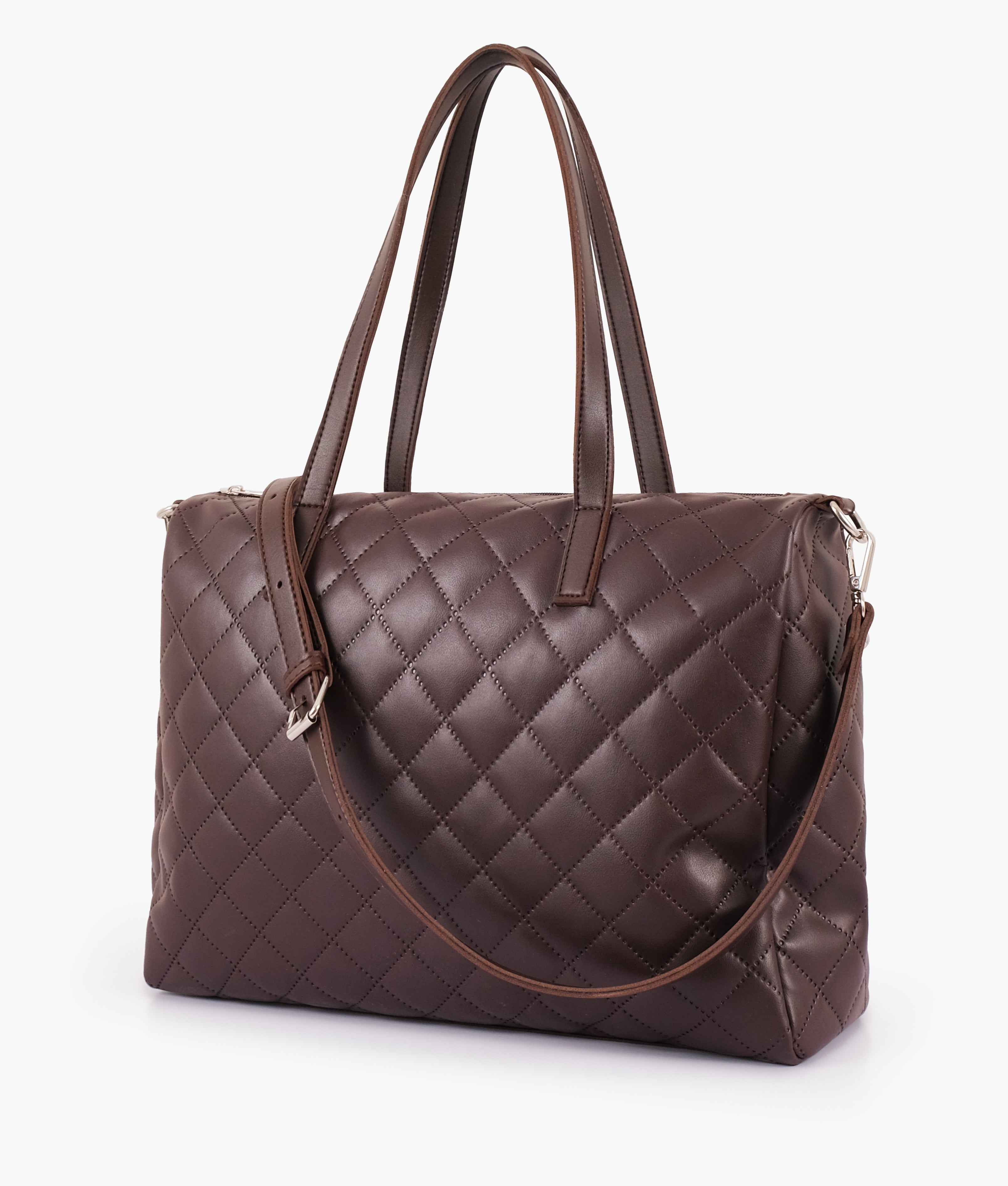 Z.B - Dark brown quilted carryall tote bag