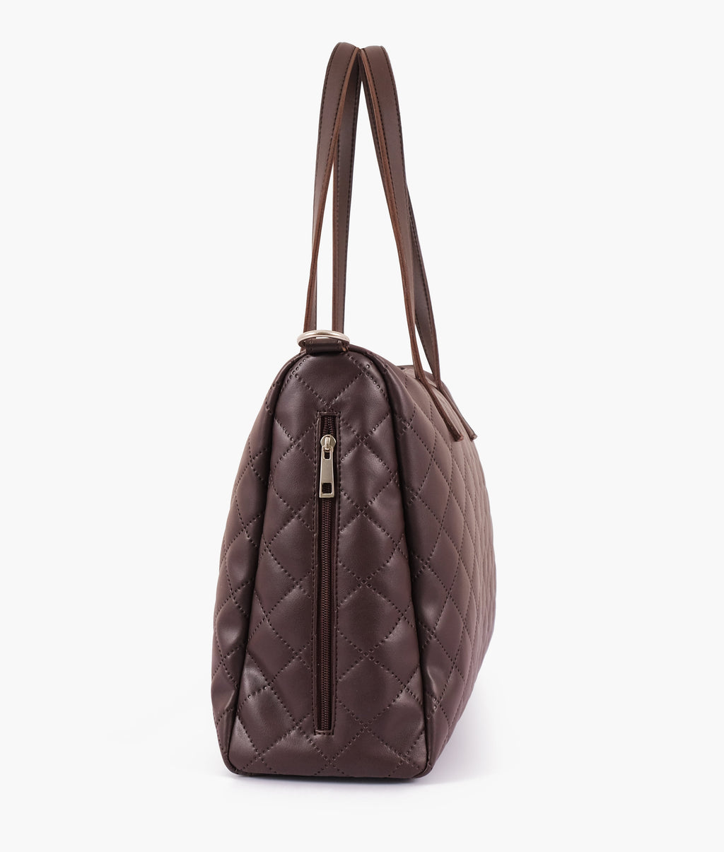 Z.B - Dark brown quilted carryall tote bag
