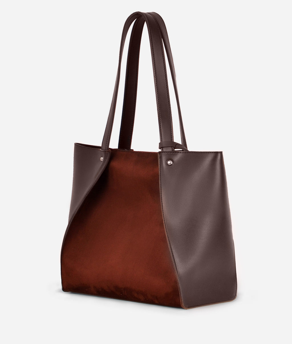 Z.B - Dark brown suede shopping tote bag