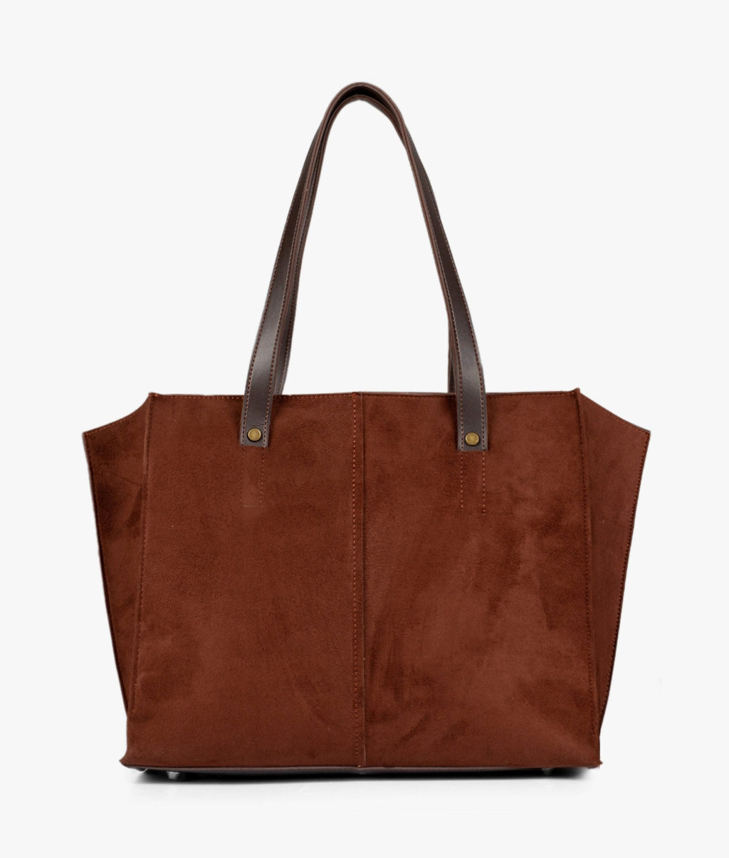 Z.B - Dark brown suede over the shoulder tote bag