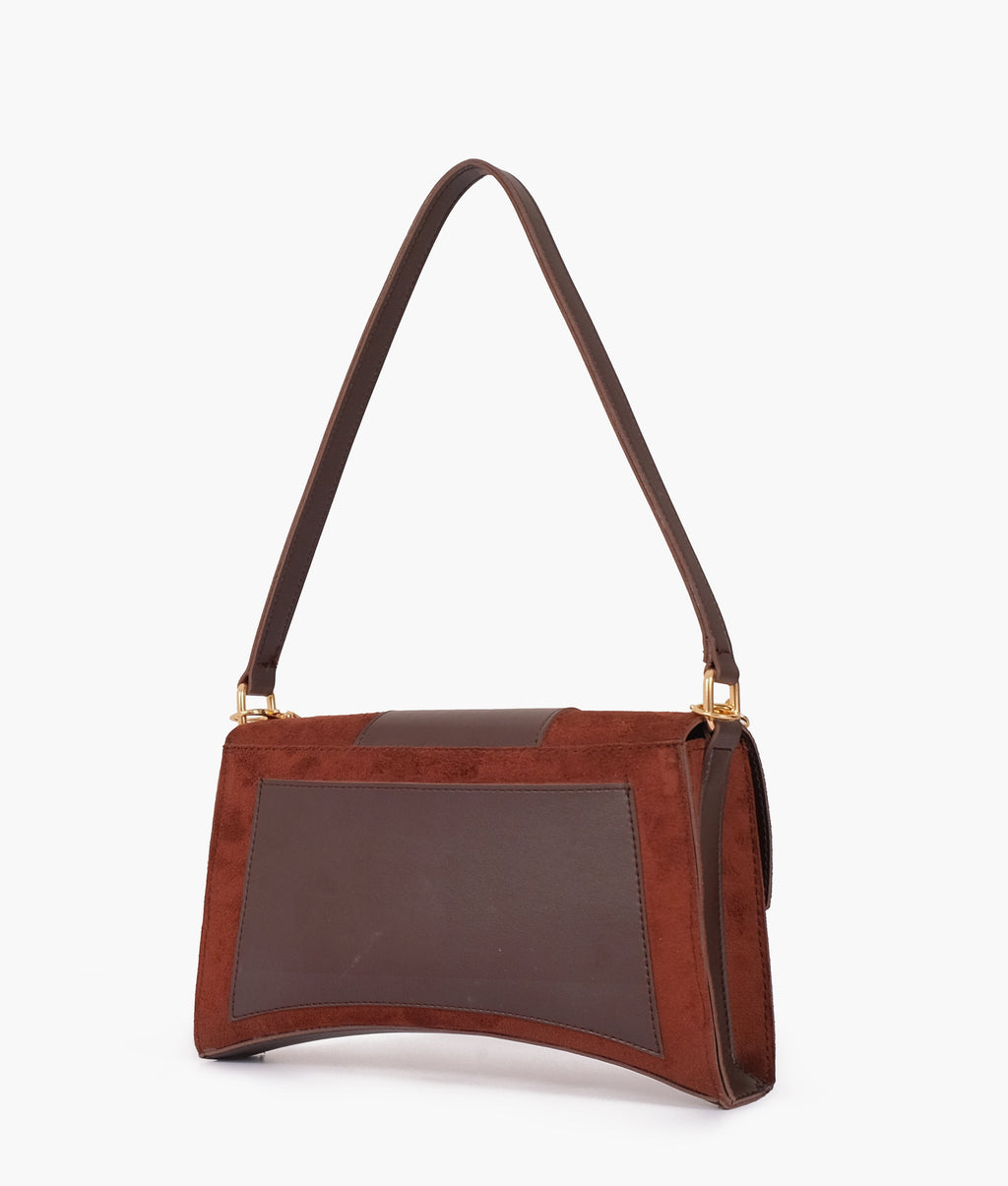 Z.B - Dark brown suede buckle envelope bag