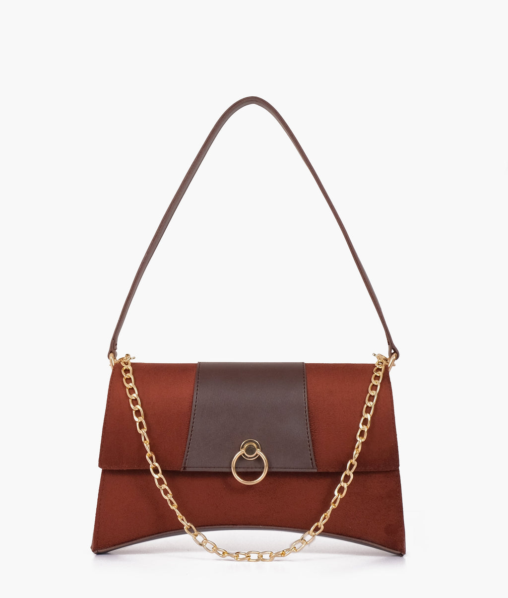 Z.B - Dark brown suede buckle envelope bag