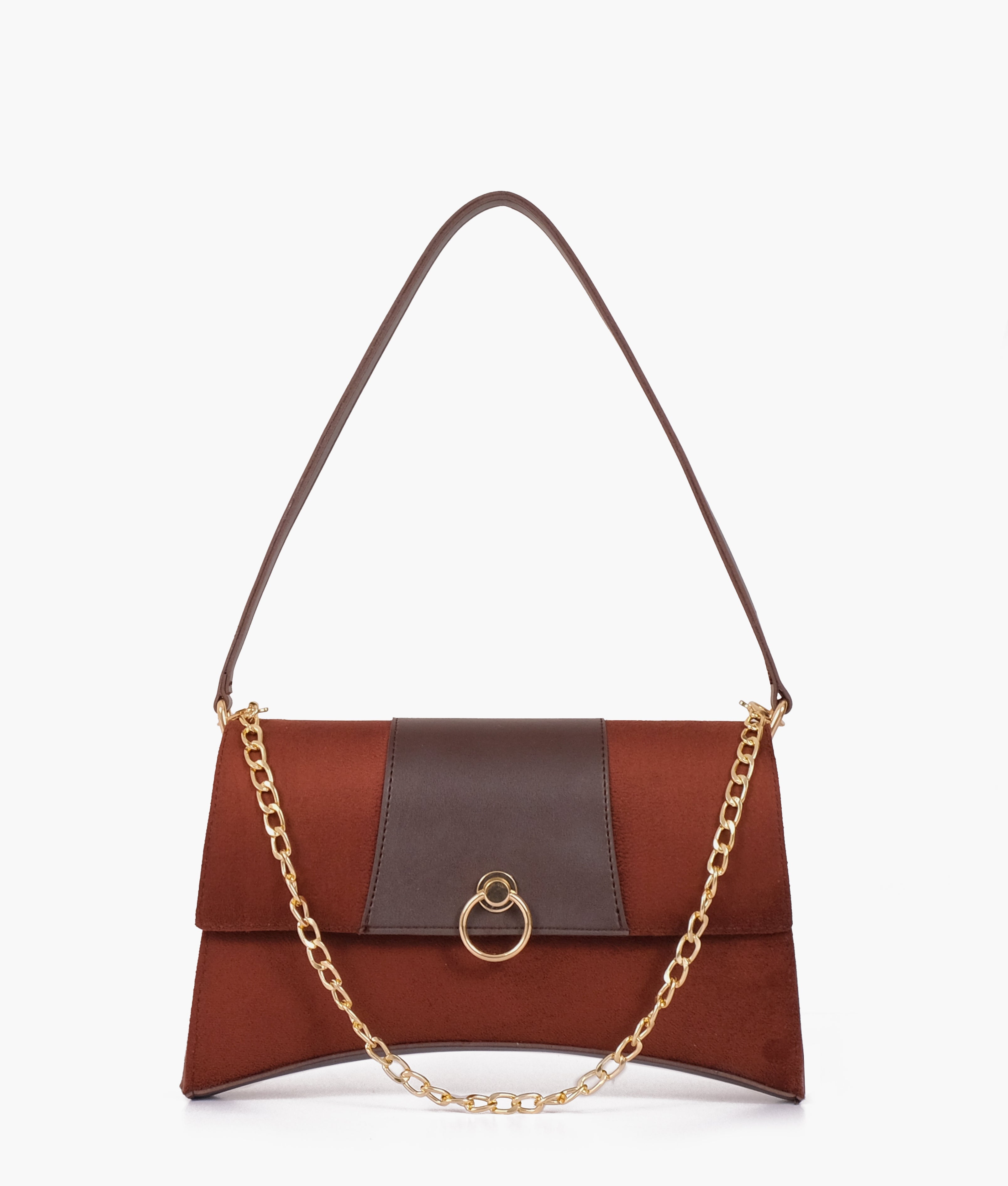 Z.B - Dark brown suede buckle envelope bag