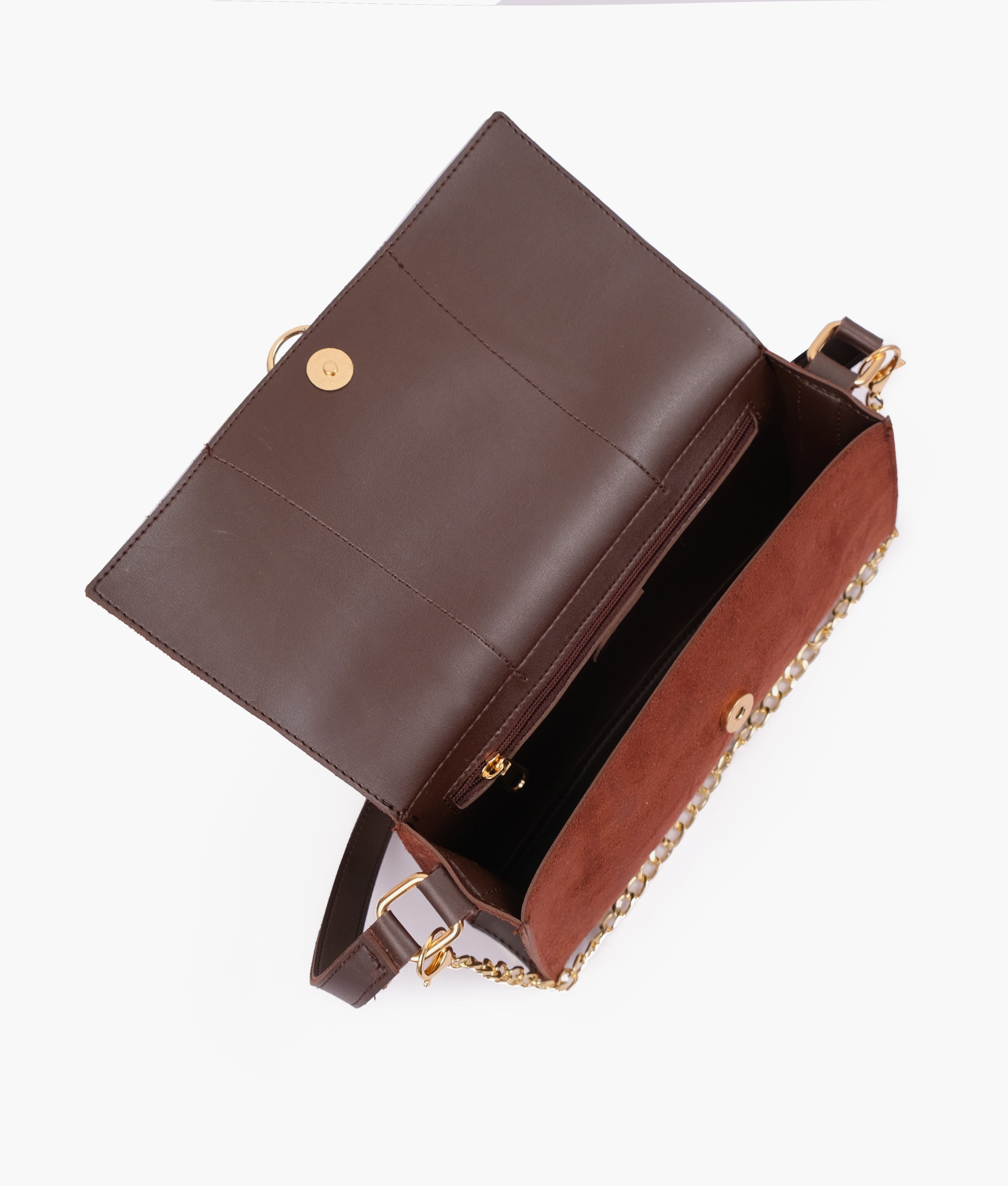Z.B - Dark brown suede buckle envelope bag