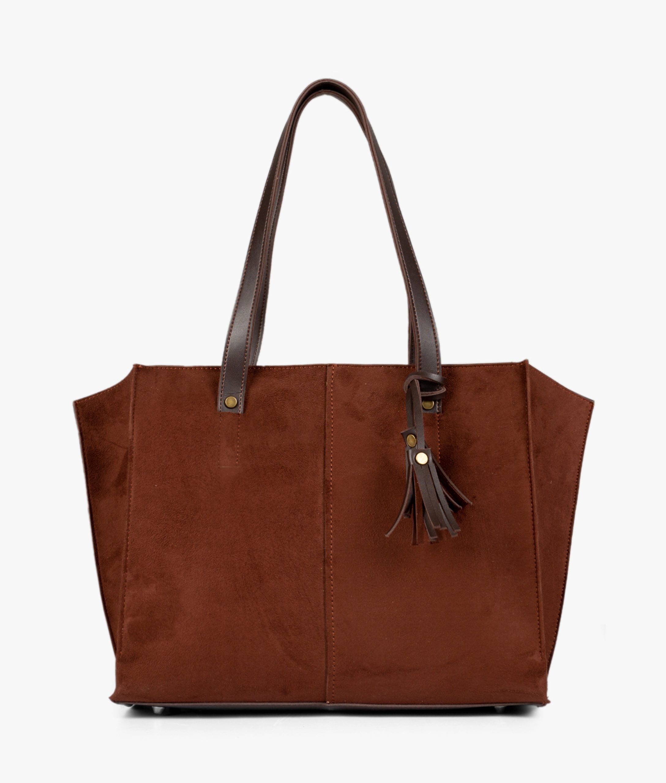 Z.B - Dark brown suede over the shoulder tote bag