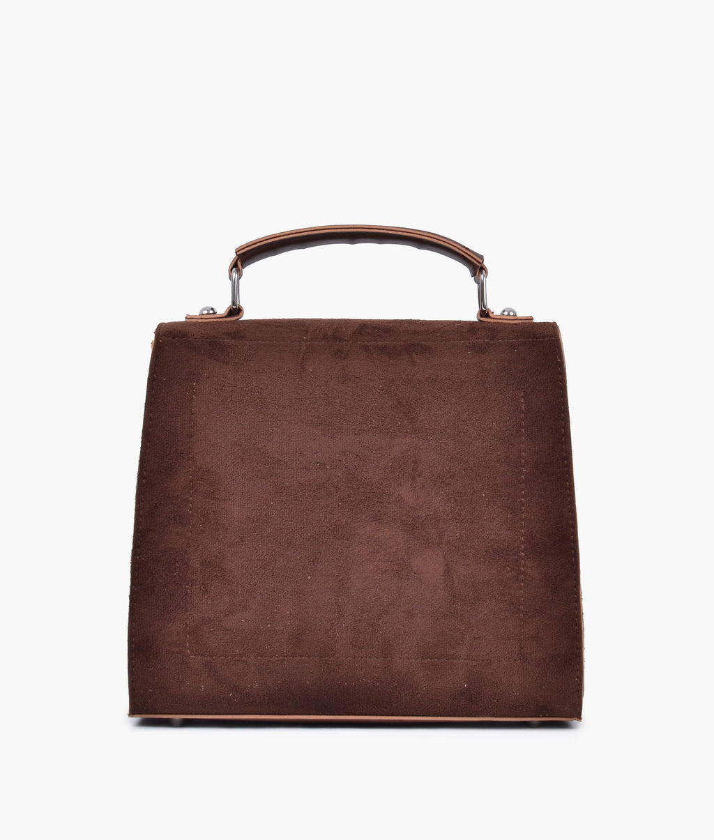 Z.B - Dark brown suede push-lock messenger bag