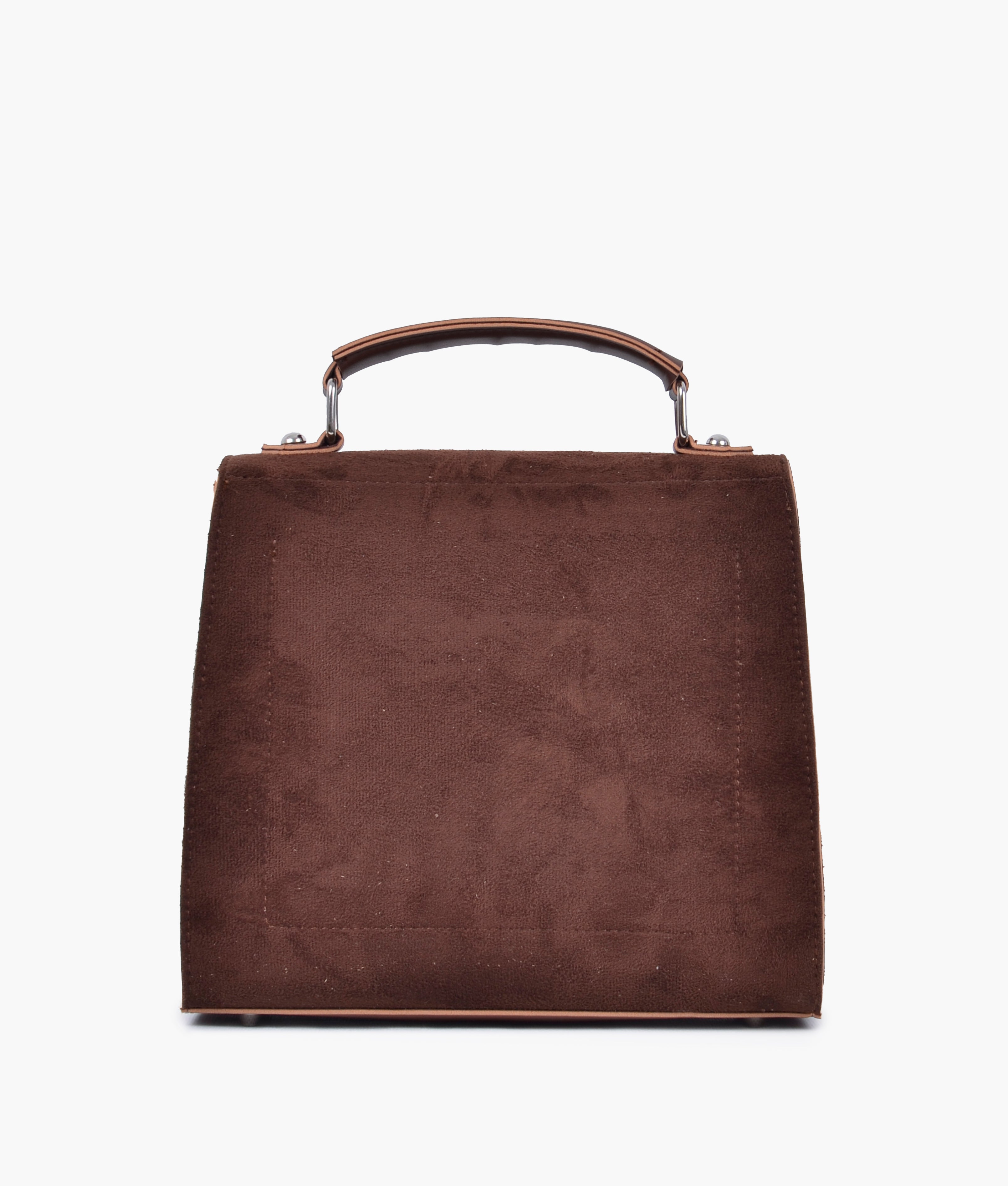 Z.B - Dark brown suede push-lock messenger bag