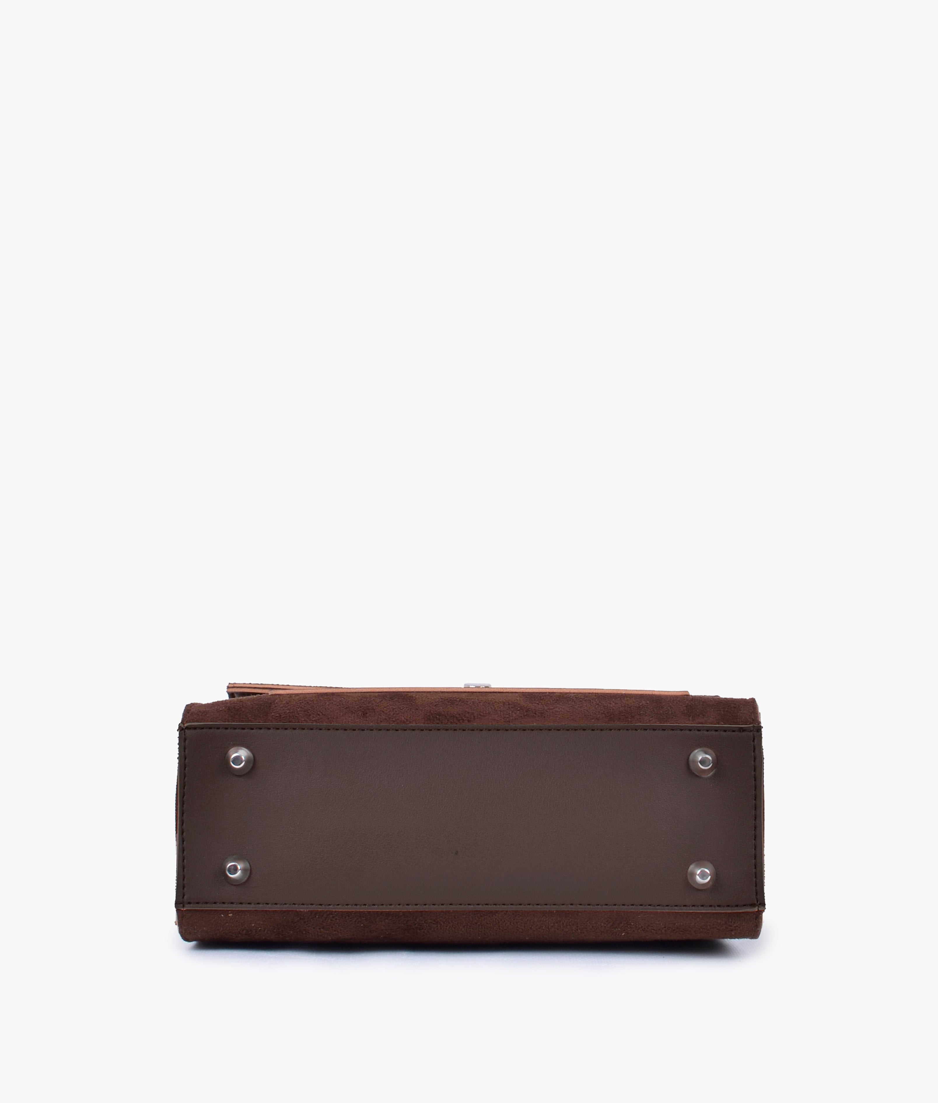 Z.B - Dark brown suede push-lock messenger bag