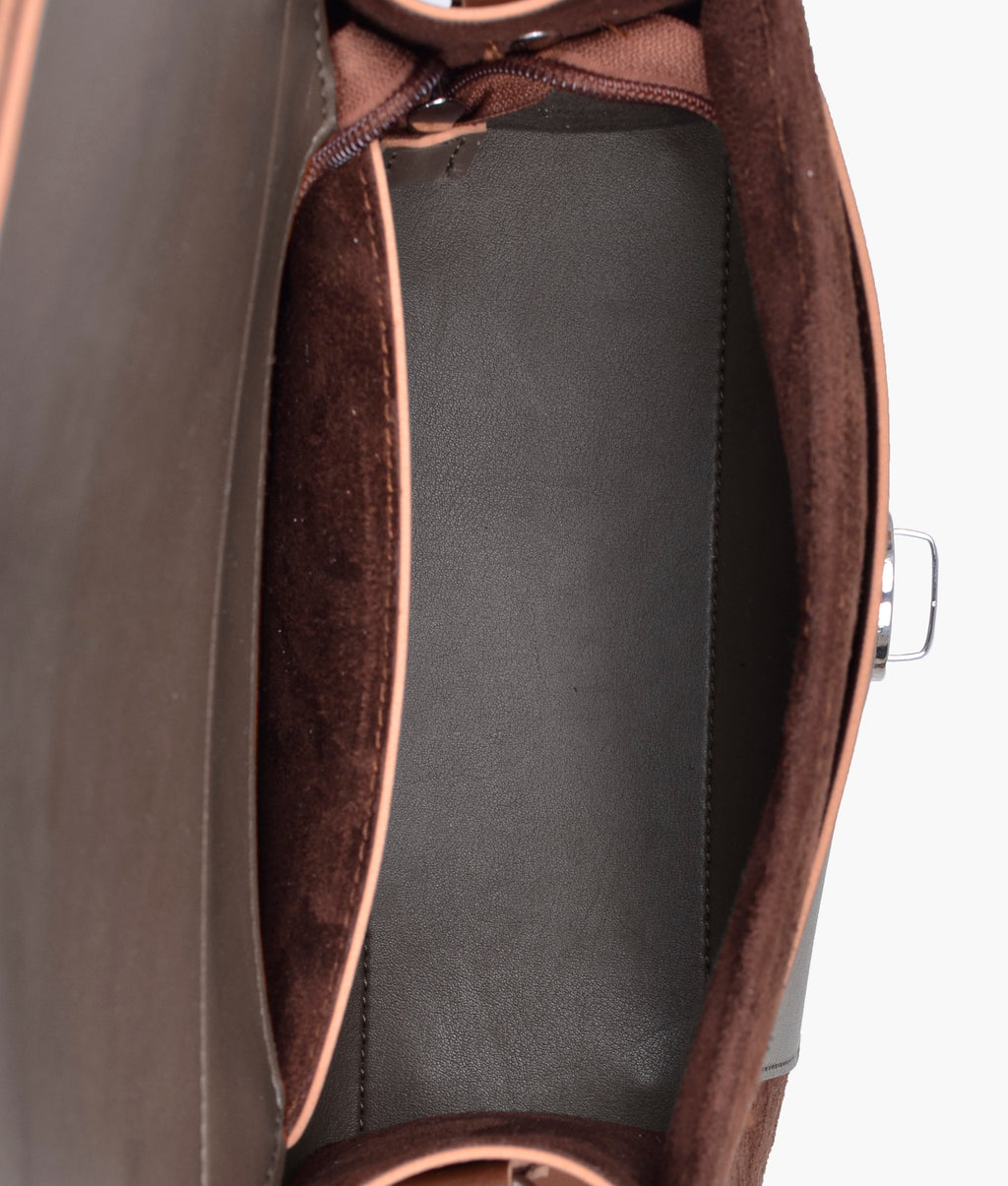 Z.B - Dark brown suede push-lock messenger bag