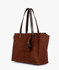 Z.B - Dark brown suede over the shoulder tote bag