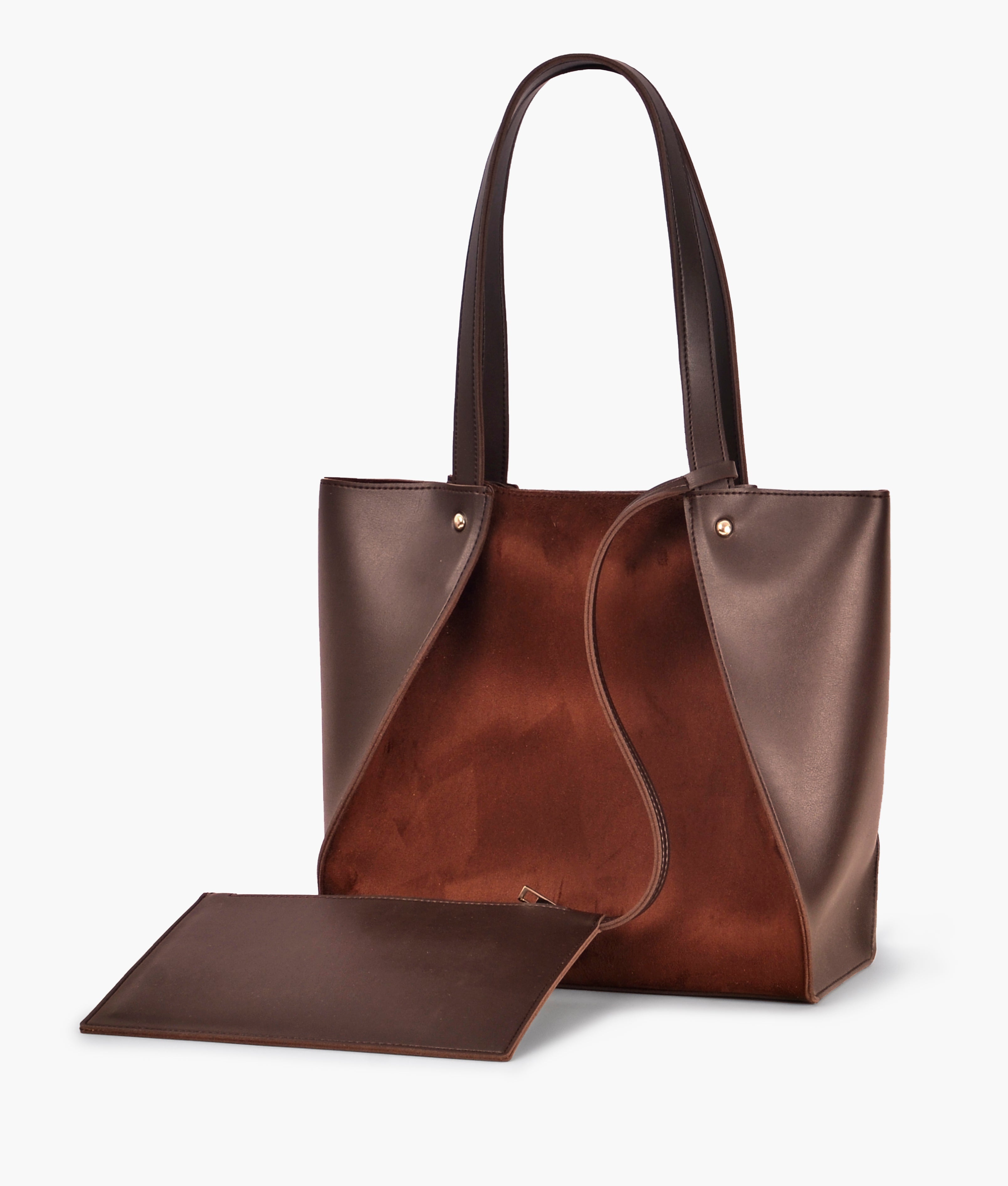 Z.B - Dark brown suede shopping tote bag