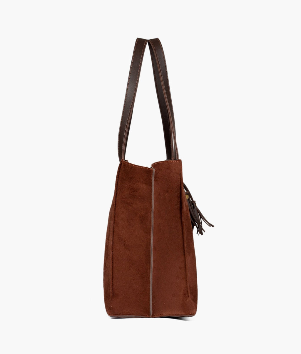 Z.B - Dark brown suede over the shoulder tote bag
