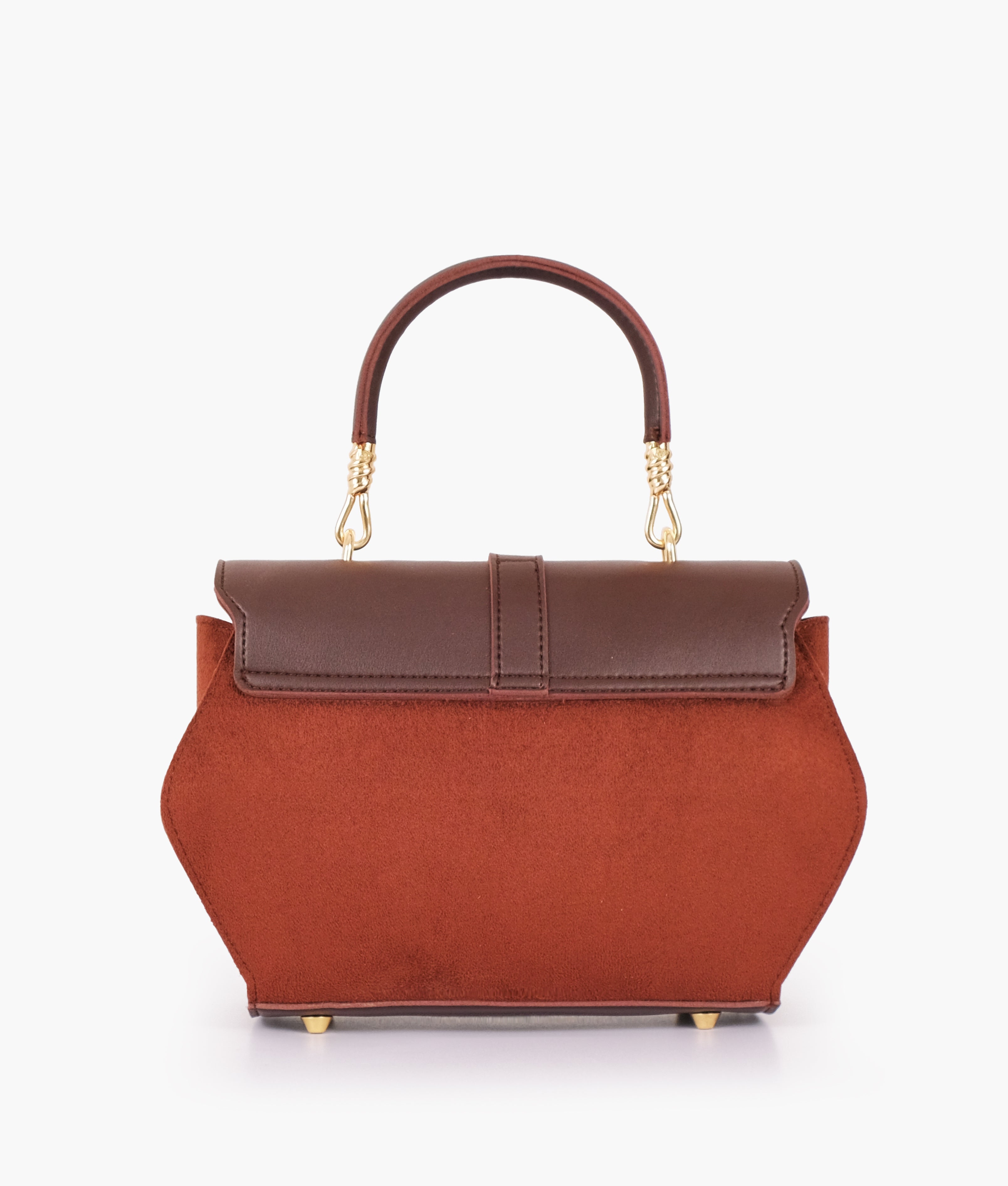 Z.B - Dark brown top-handle hexagon bag