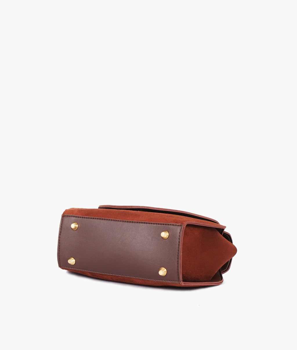 Z.B - Dark brown top-handle hexagon bag