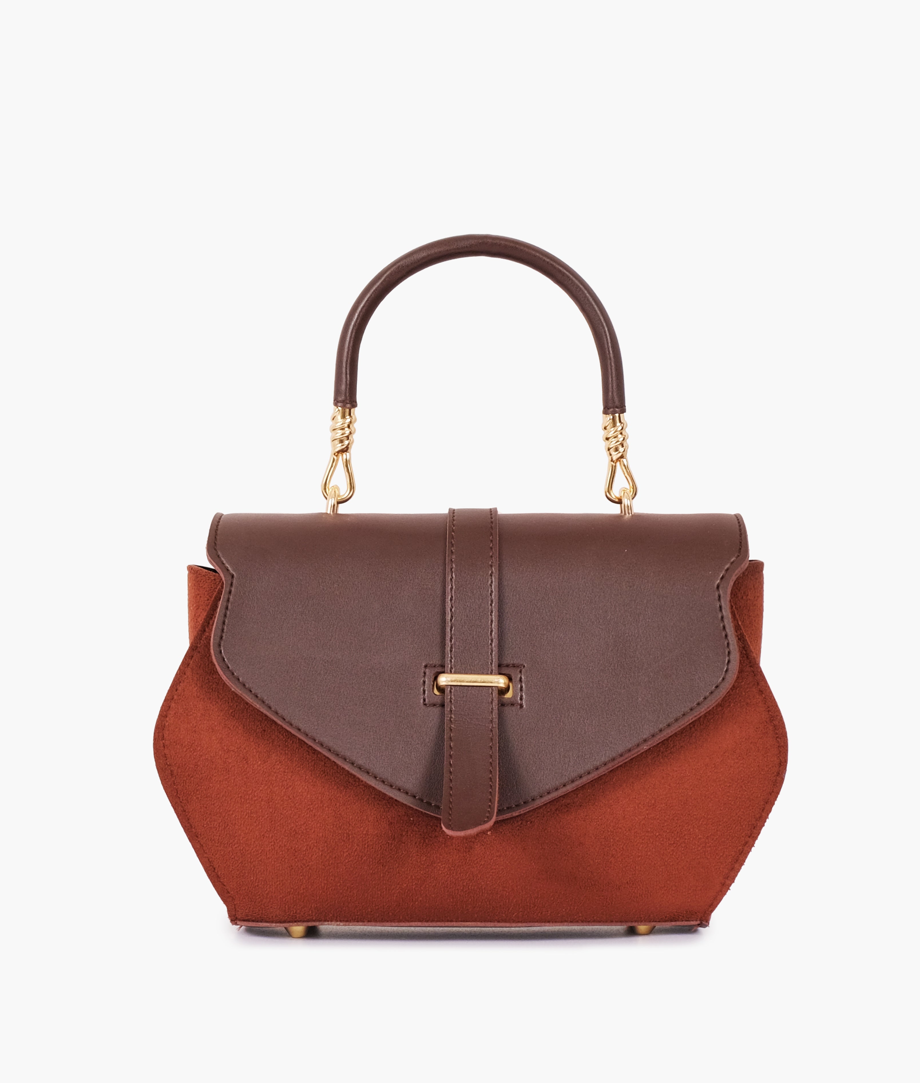 Z.B - Dark brown top-handle hexagon bag