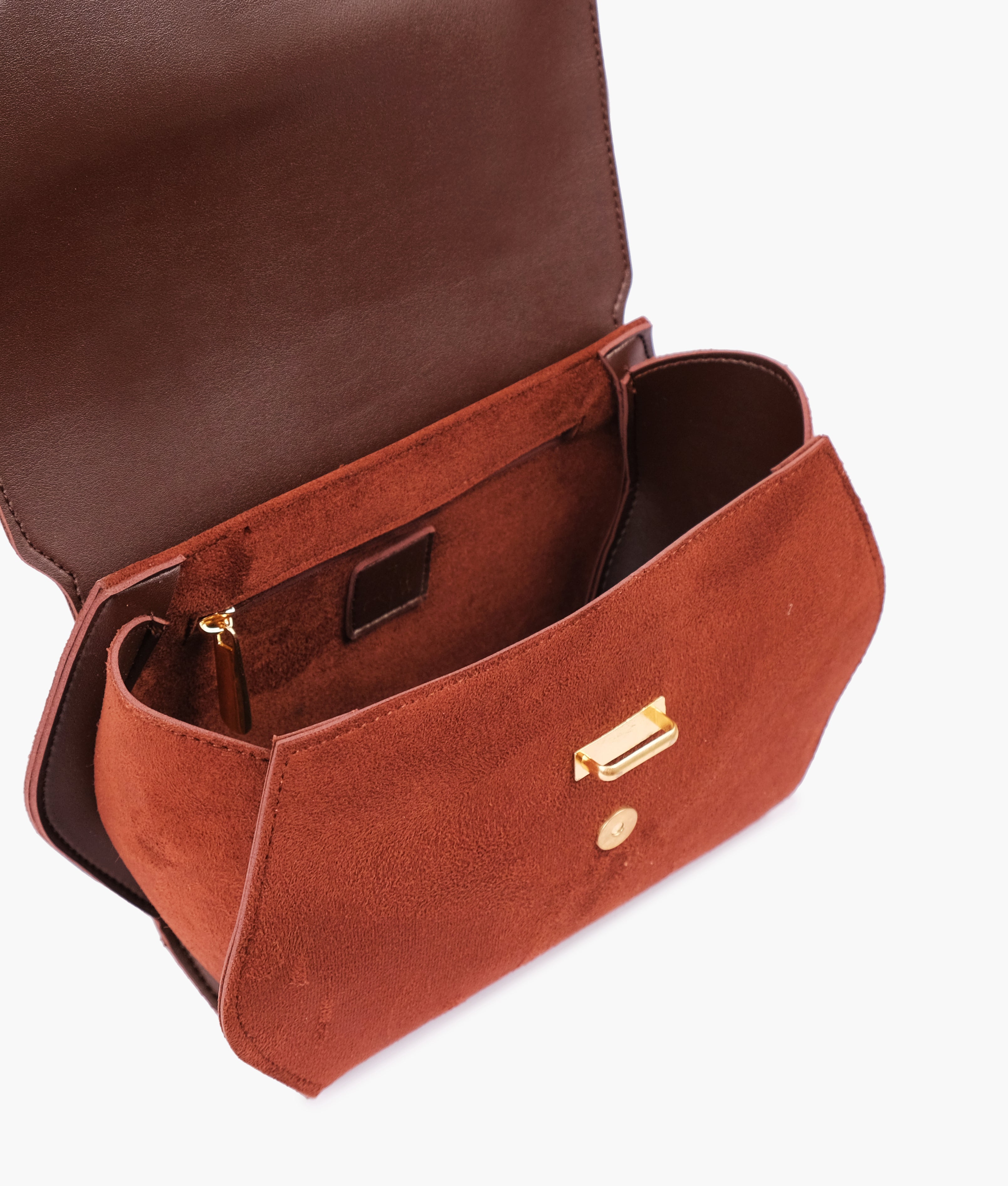 Z.B - Dark brown top-handle hexagon bag
