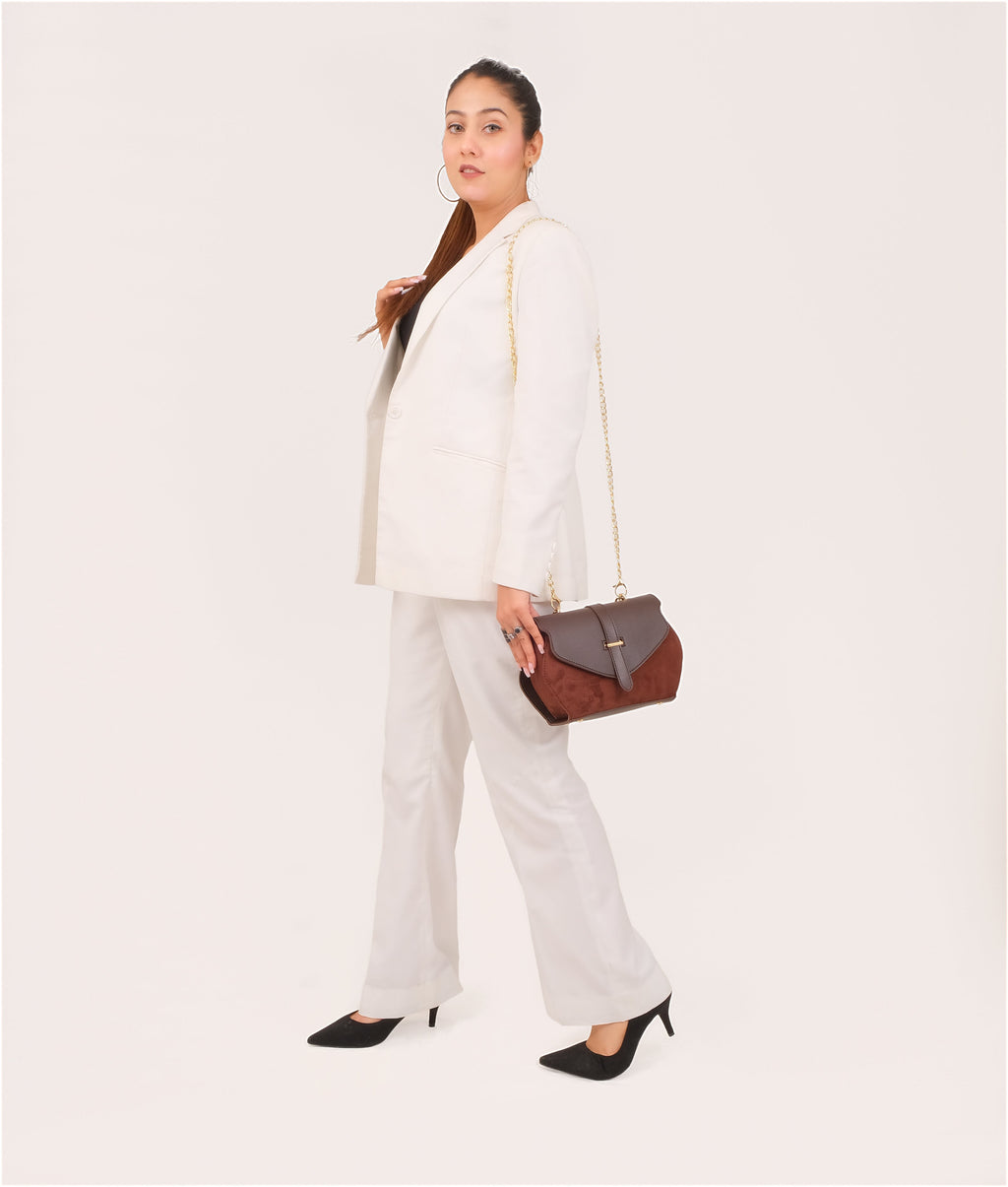 Z.B - Dark brown top-handle hexagon bag