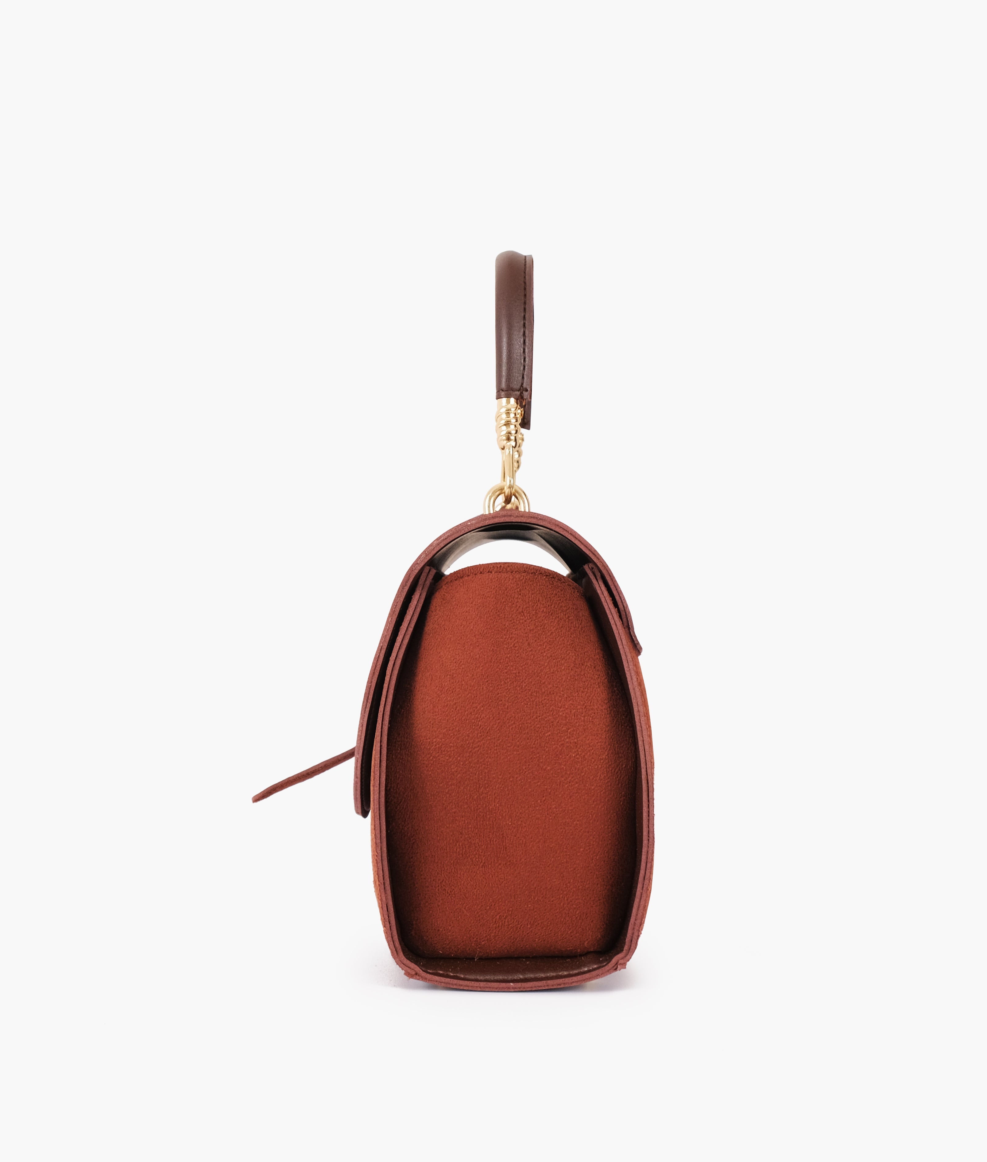 Z.B - Dark brown top-handle hexagon bag