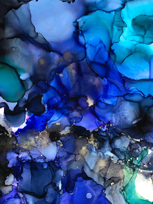 Z.B - Blue Deep Alcohol Ink Art