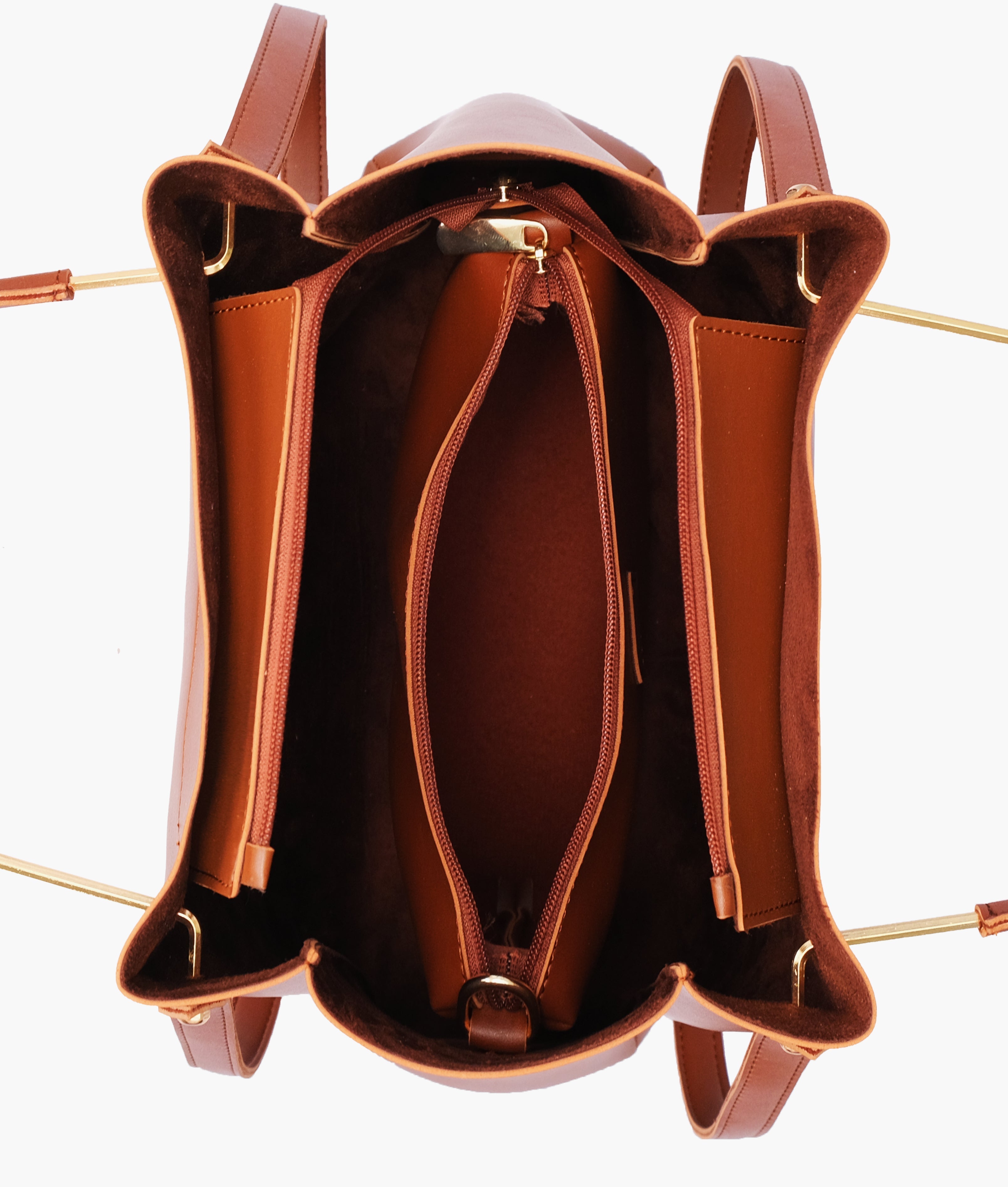 Z.B - Brown metal handle tote bag