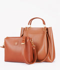 Z.B - Brown metal handle tote bag