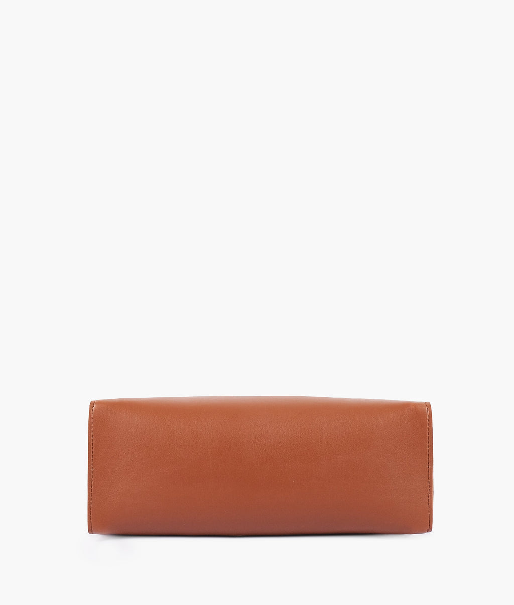 Z.B - Brown zipper shoulder bag with long handle
