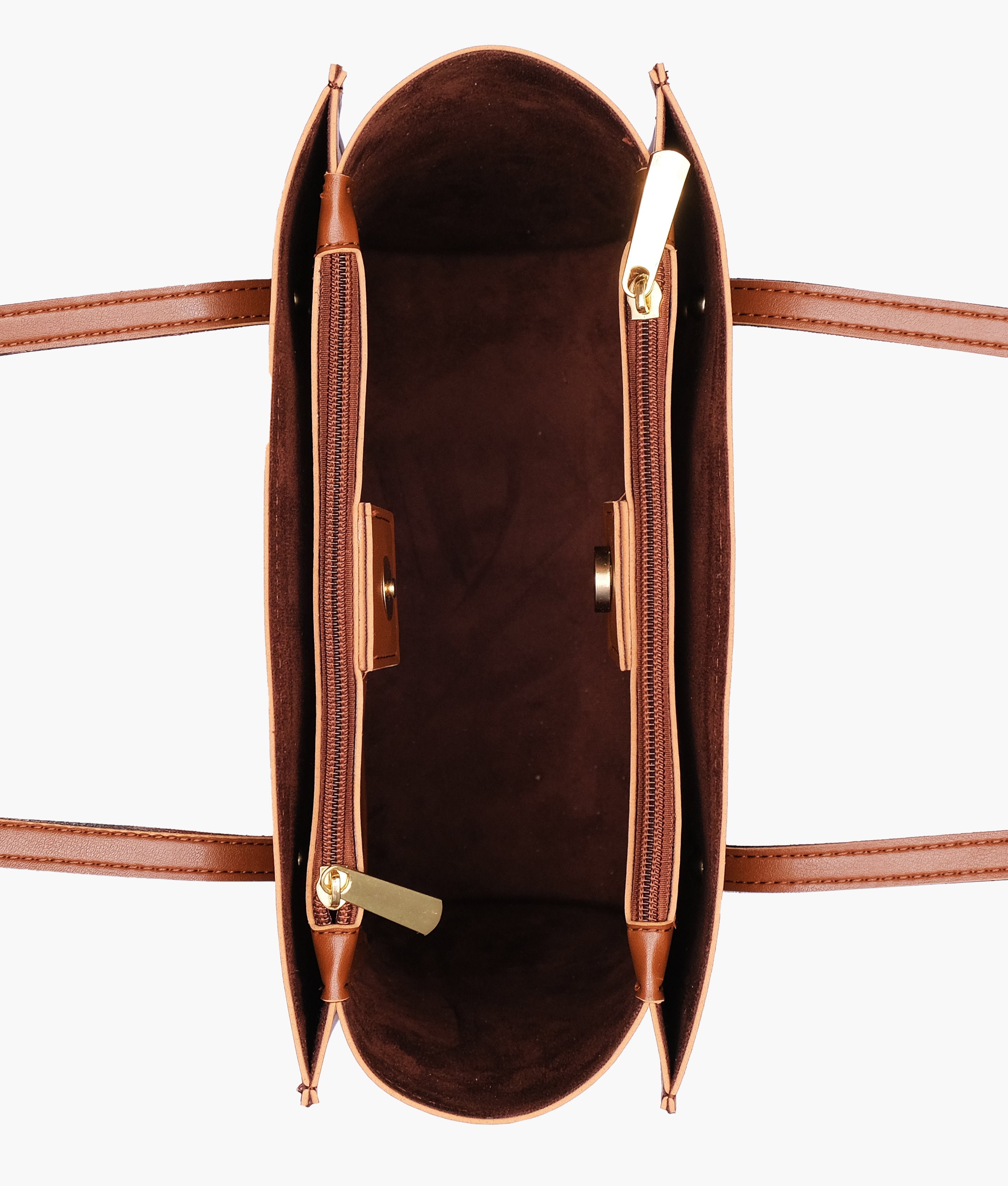 Z.B - Brown zipper shoulder bag with long handle