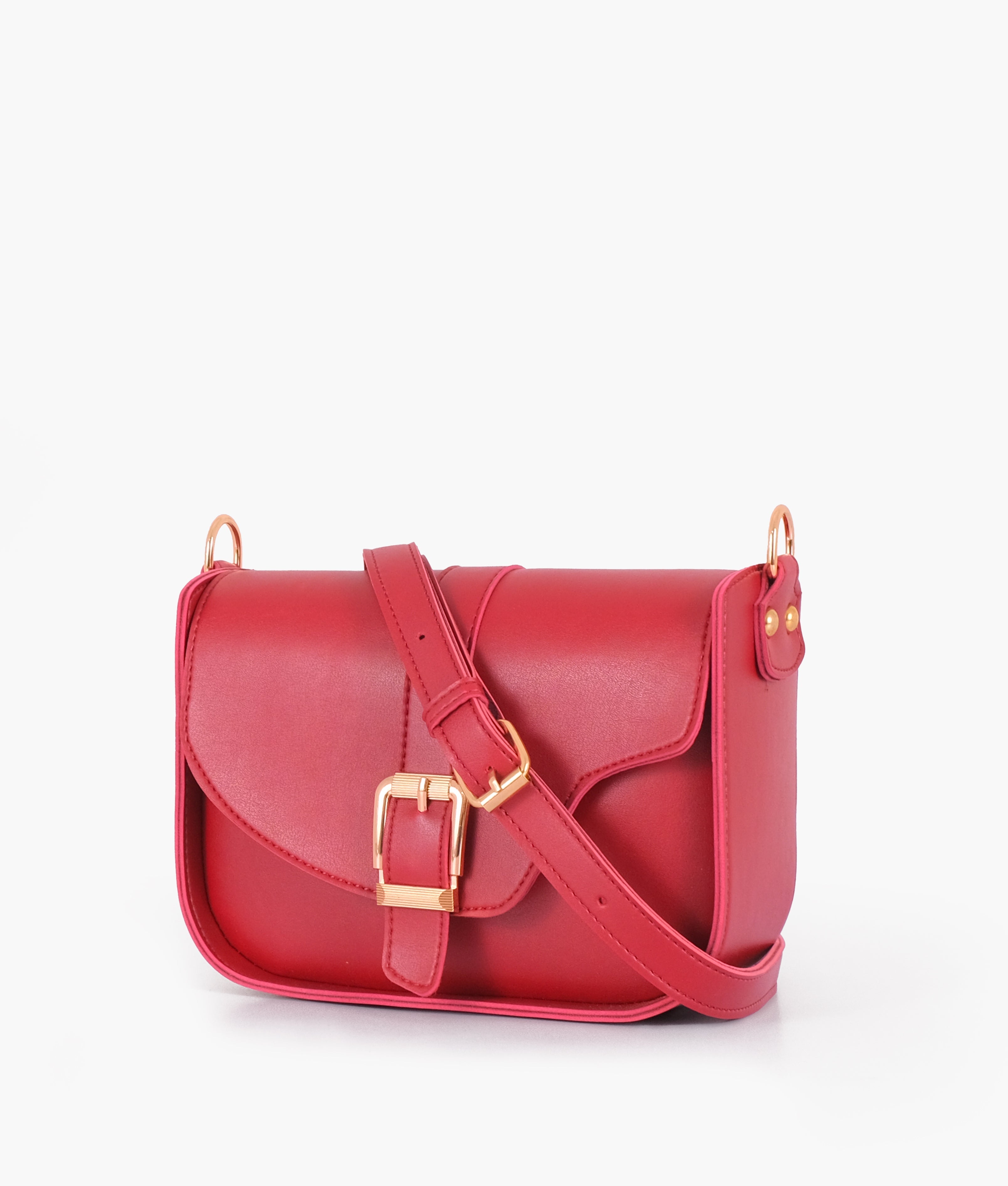 Z.B - Maroon saddle buckle bag