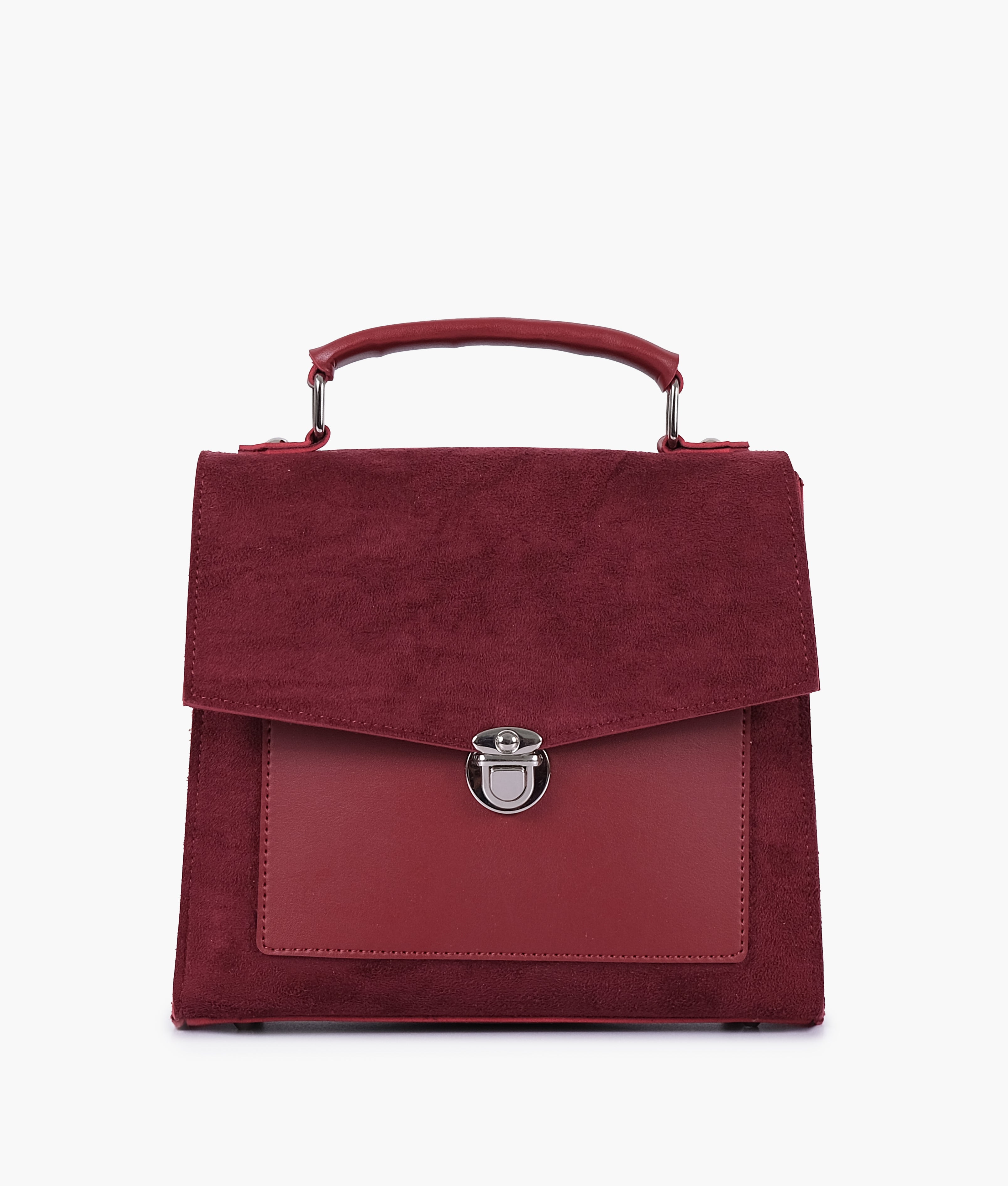 Z.B - Maroon suede push-lock messenger bag