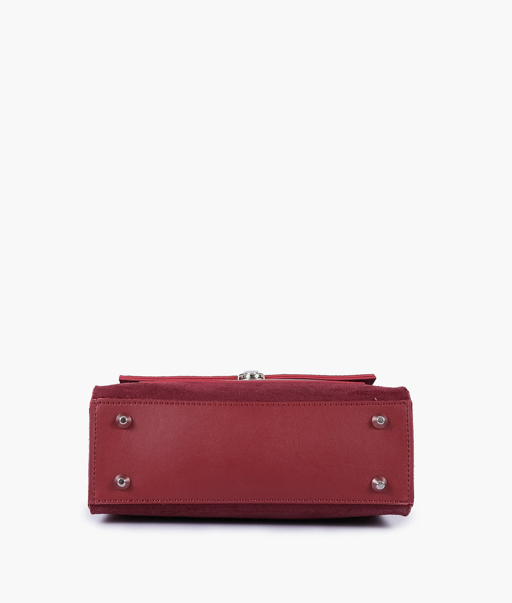 Z.B - Maroon suede push-lock messenger bag