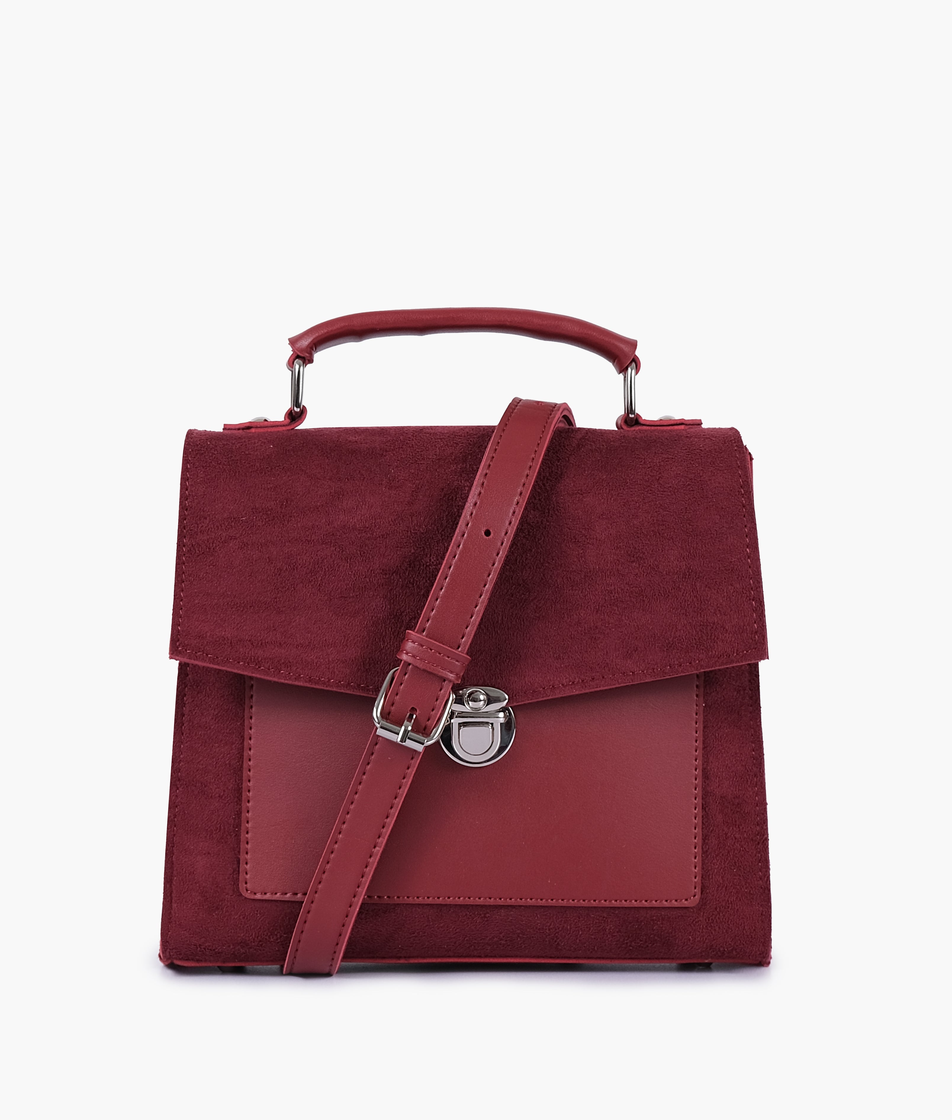 Z.B - Maroon suede push-lock messenger bag