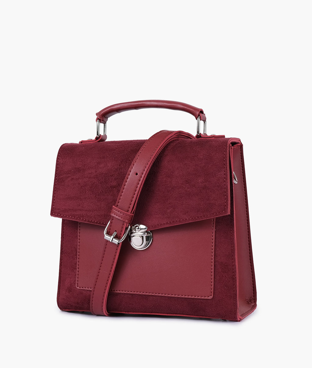 Z.B - Maroon suede push-lock messenger bag