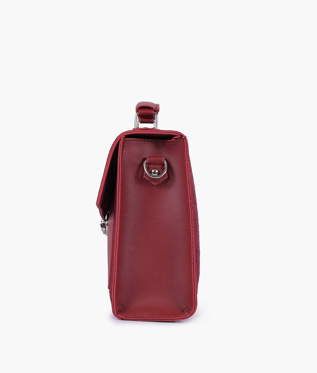 Z.B - Maroon suede push-lock messenger bag