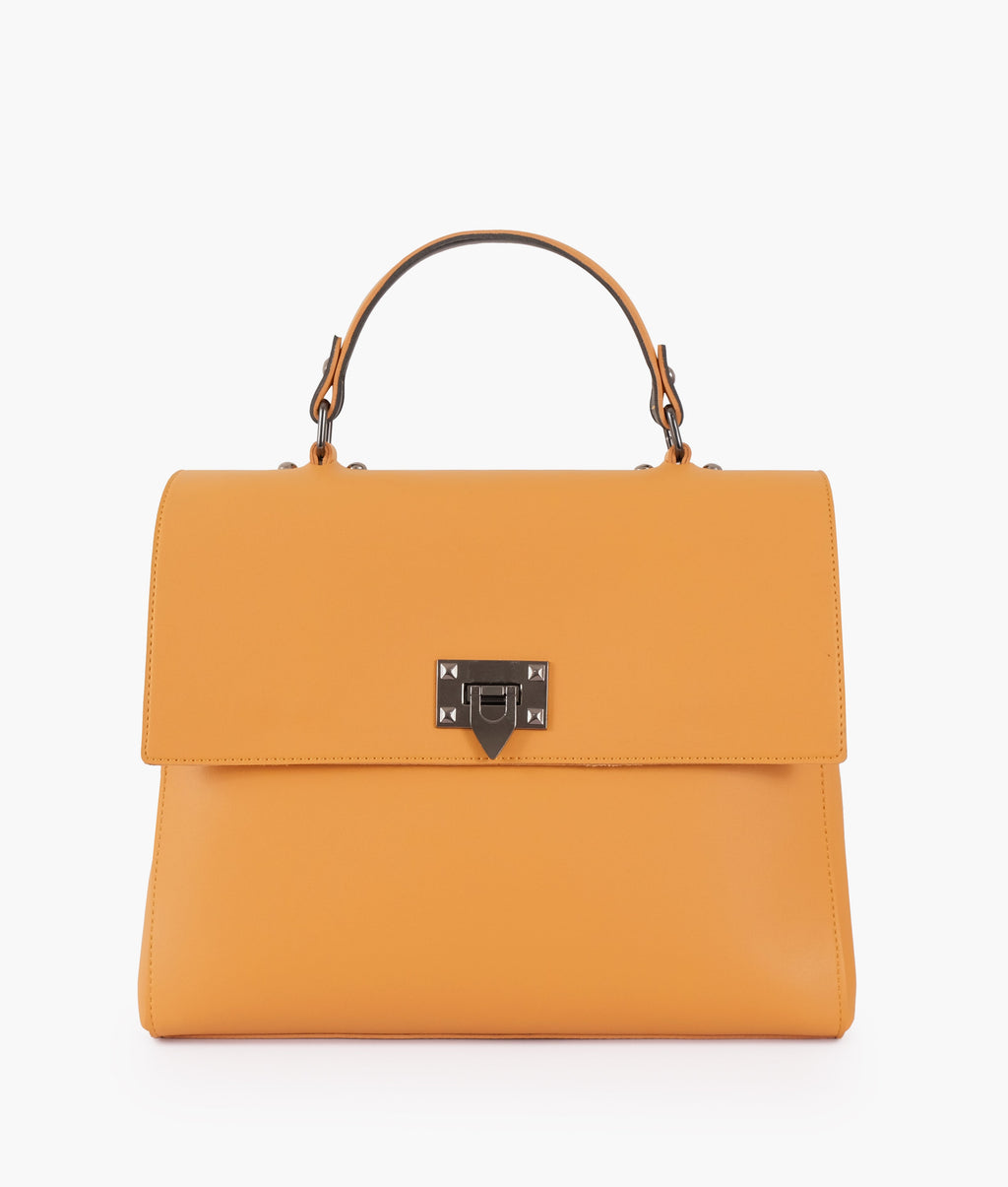 Z.B - Mustard flap-over top-handle bag