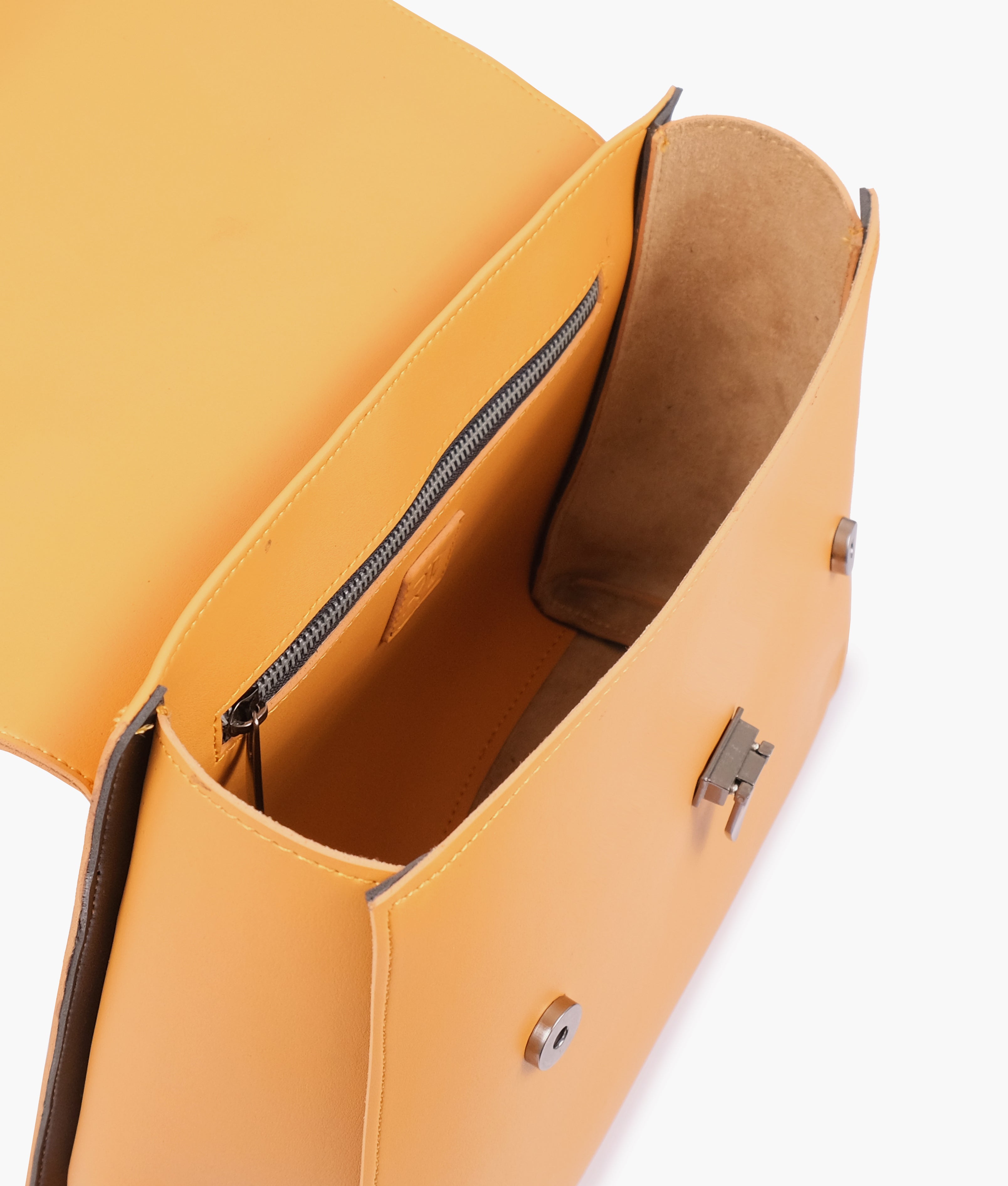 Z.B - Mustard flap-over top-handle bag