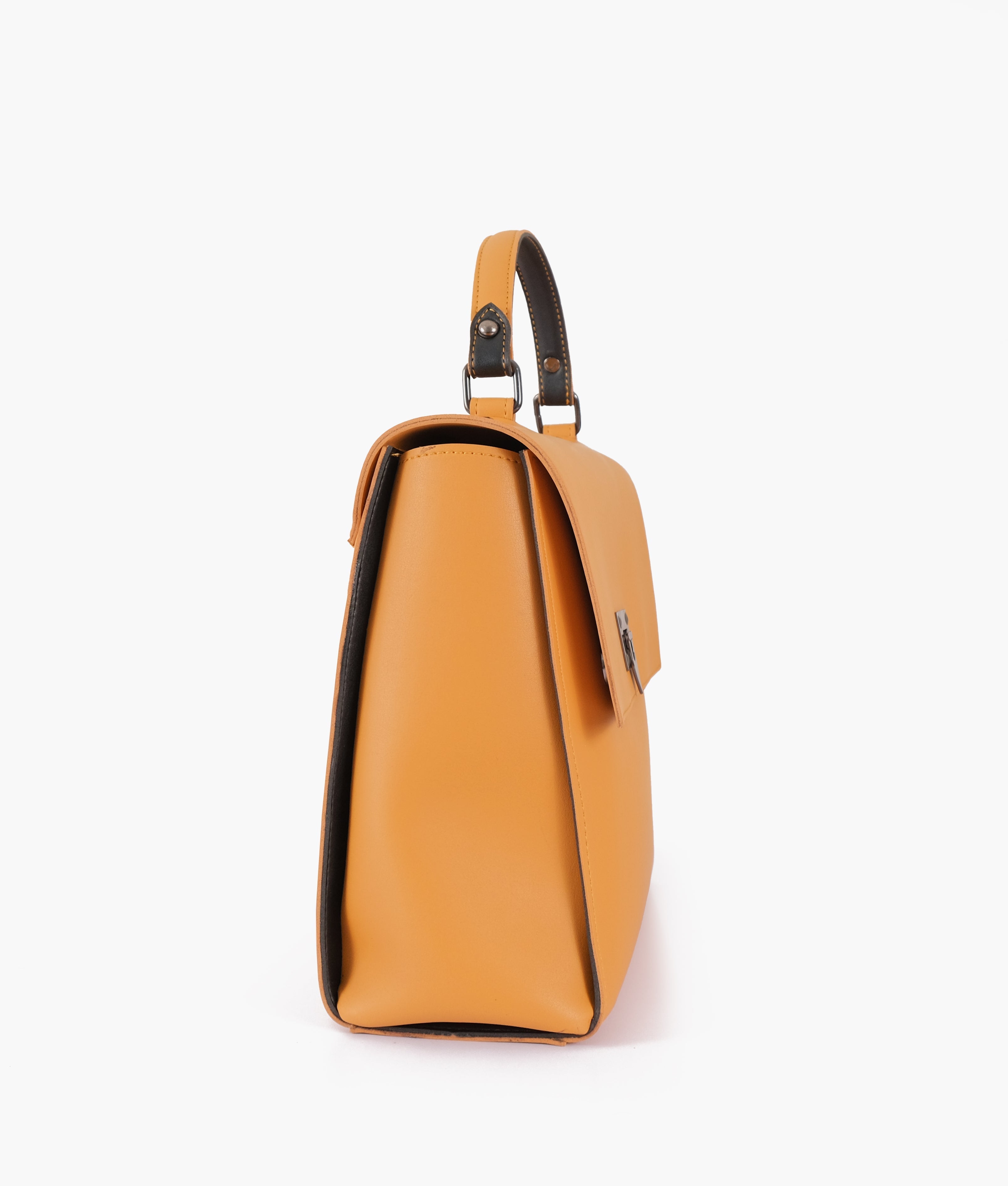 Z.B - Mustard flap-over top-handle bag
