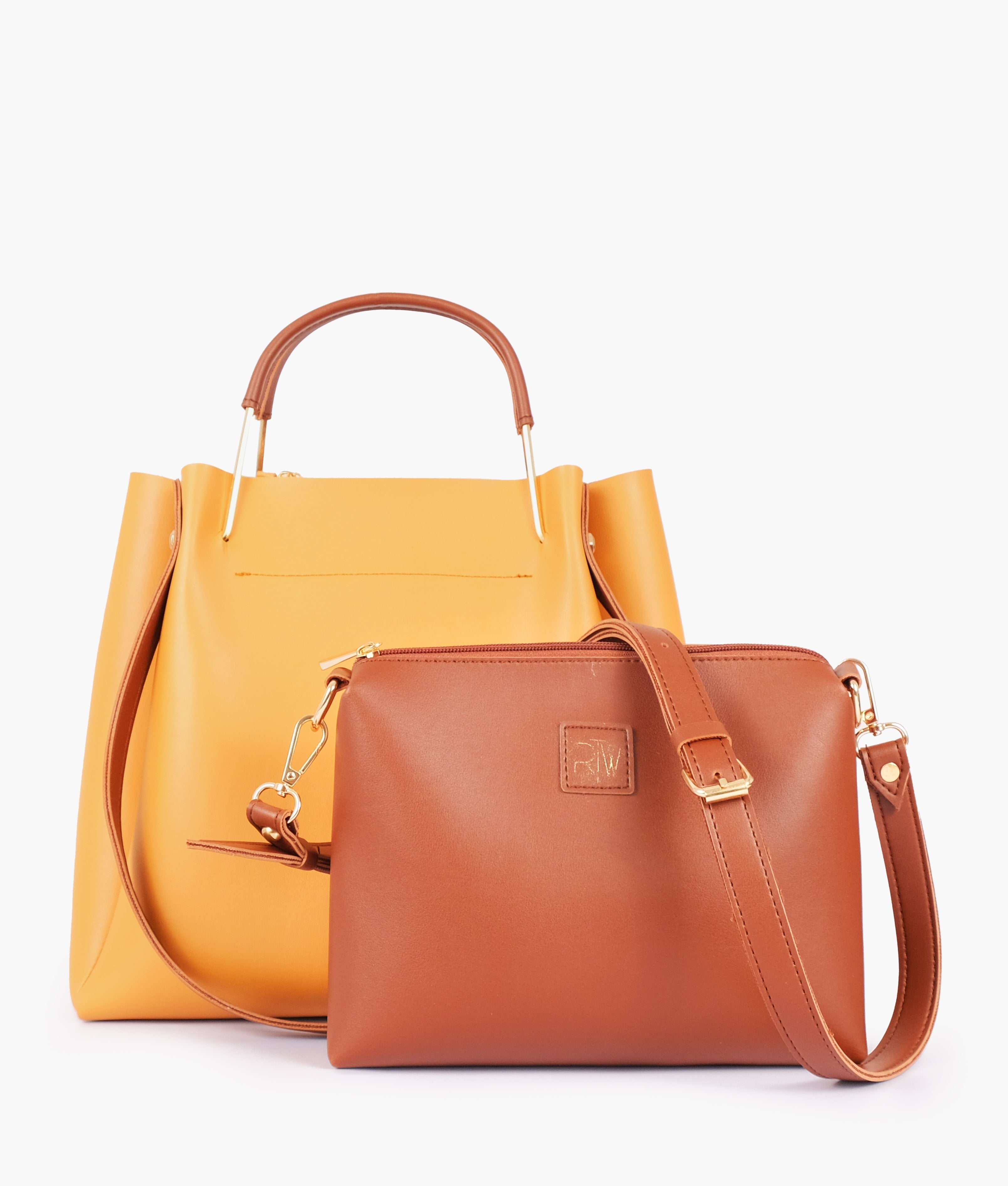 Z.B - Mustard metal handle tote bag