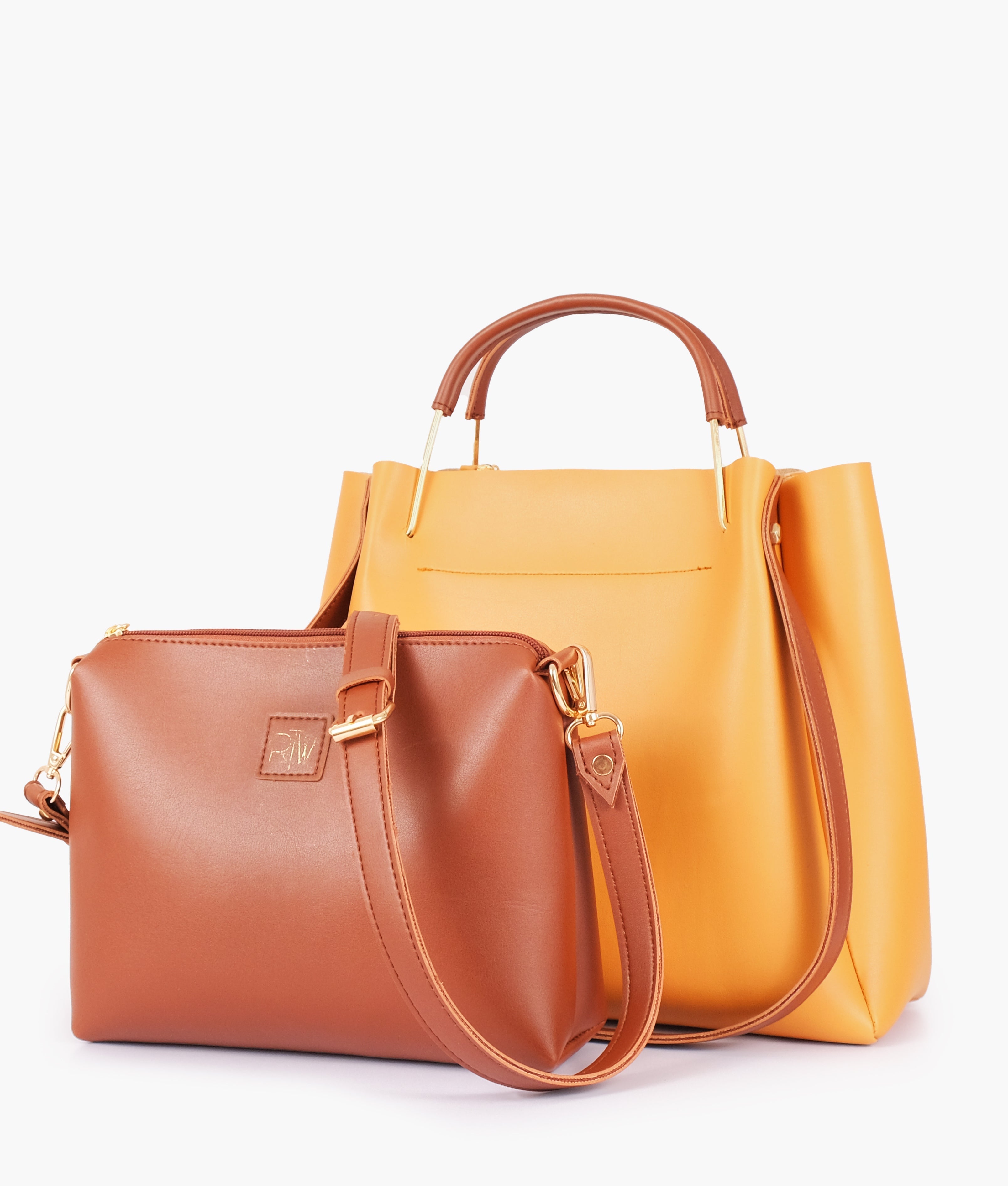 Z.B - Mustard metal handle tote bag